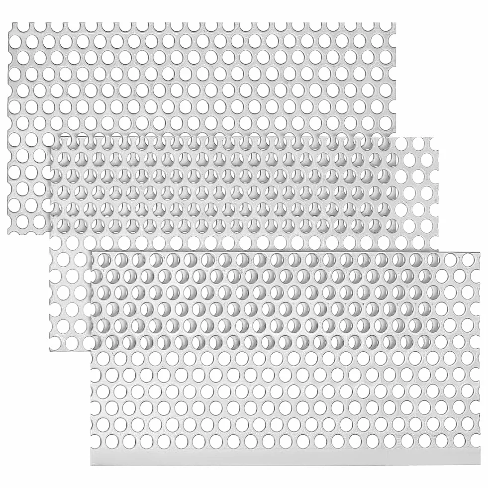 NBEADS 3 pz Lamiera Forata, Lamiera Espansa A Maglie Sfalsate con Fori Da 6mm Lamiera Preforata In Acciaio Inossidabile per Ventilazione e Filtrazione Dei Fumi, 20x10cm, Spessore 1.5mm