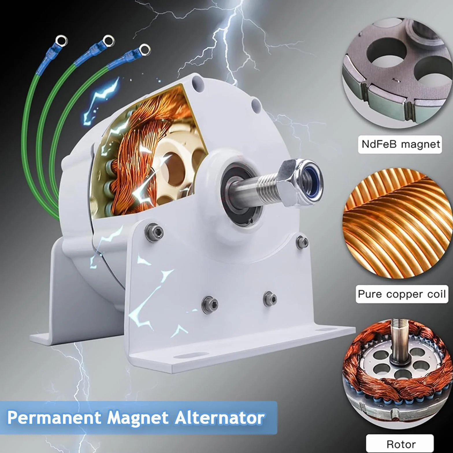 Generatore a Magneti Permanenti 10000W/12000W Dinamo 12V 24V 48V 120V 220V Generatore Elettrico Trifase Uso Dell'alternatore CA per Turbina eolica ad Acqua,12000W-220V