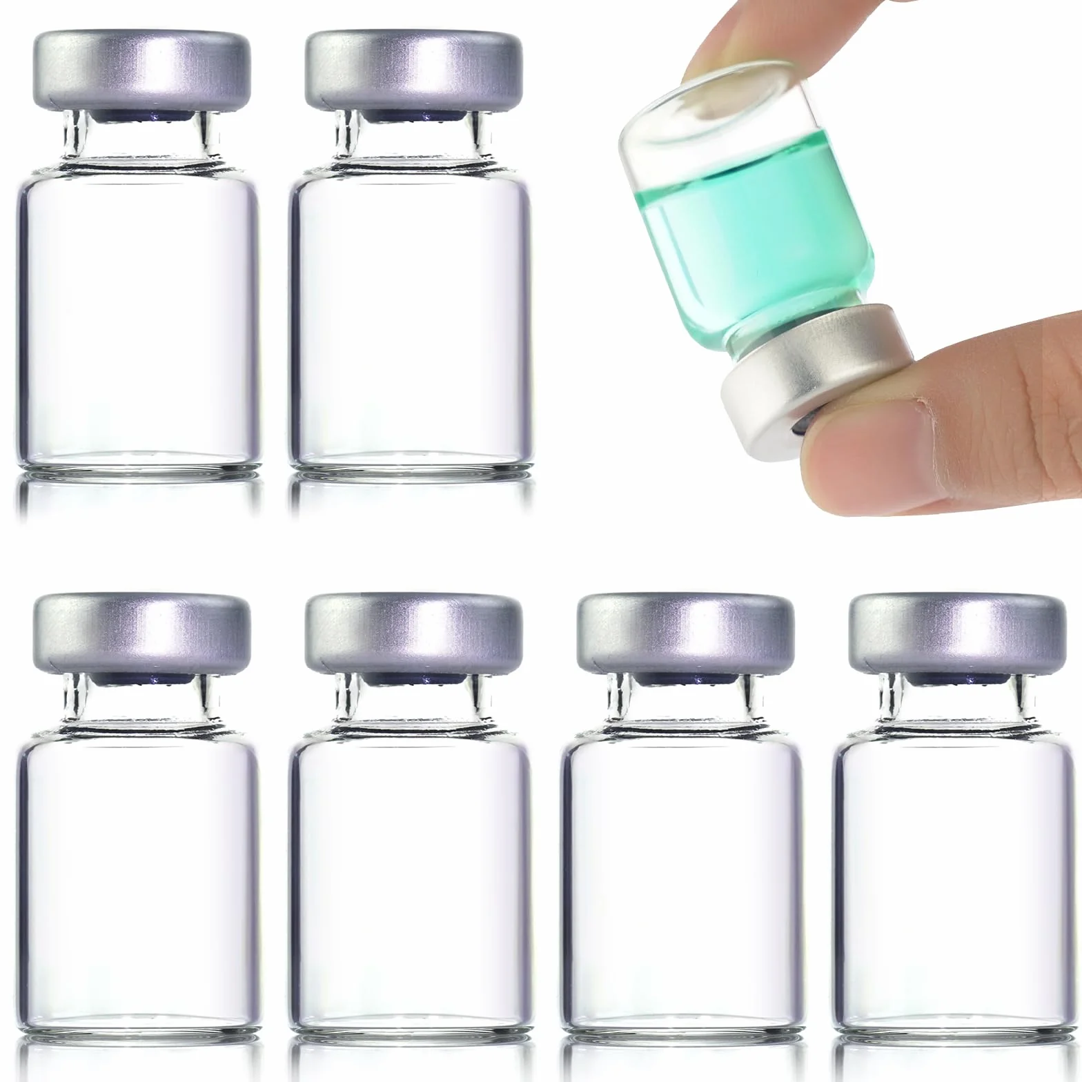 Fiale per campioni sigillate da 5 ml, 10 pezzi, fiala trasparente con spazio di testa inferiore, fiale in vetro trasparente con porta di iniezione autorigenerante