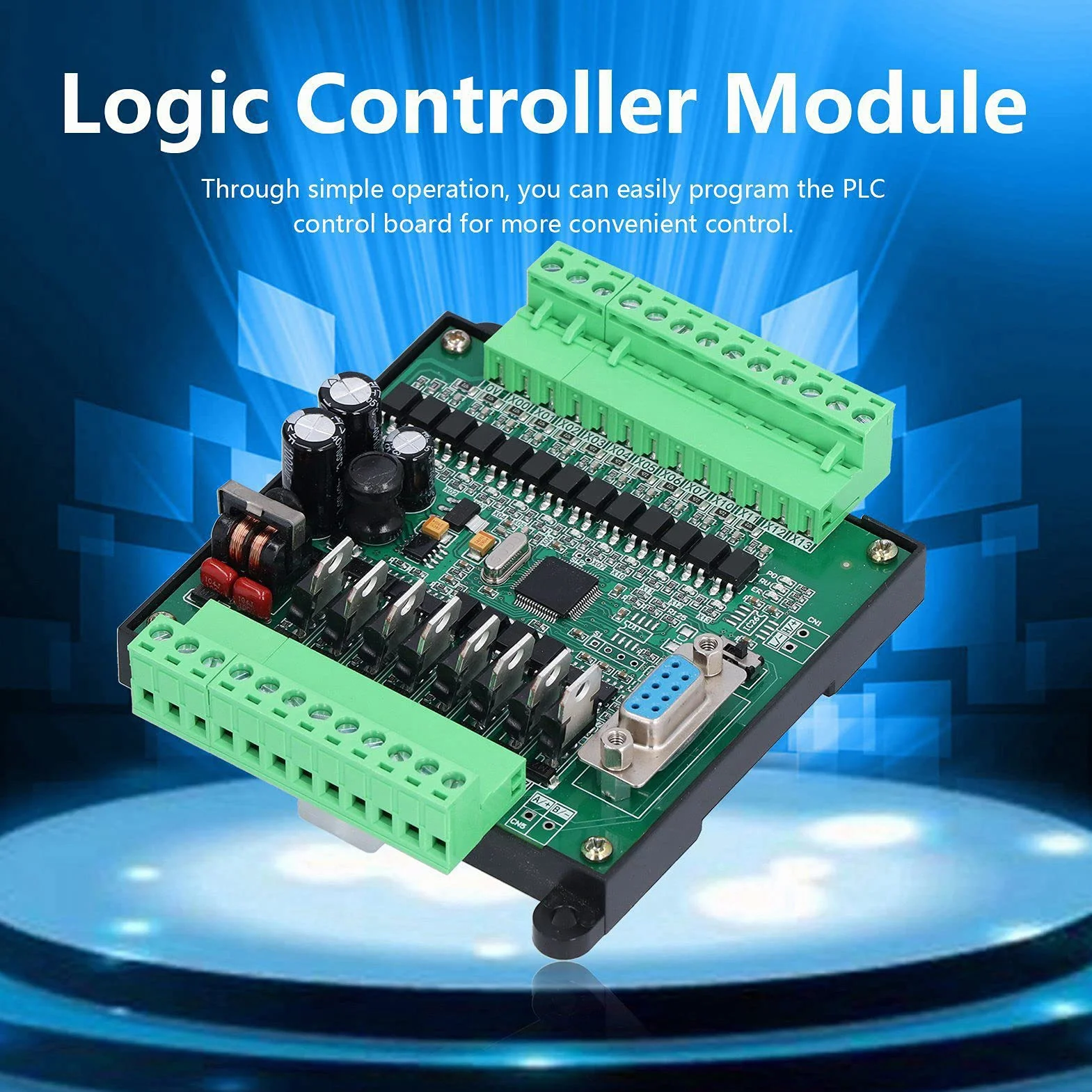 PLC Scheda di Controllo Industriale DC 24V Controller Logico Programmabile Relè 12 Ingresso 8 Uscita 2N20MT per il Controllo di Automazione Industriale(with Base)