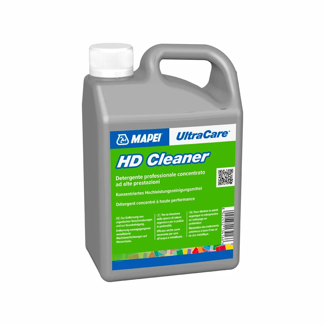 MAPEI Ultracare HD CLEANER, Detergente alcalino concentrato per puliza profonda e sgrassatura, Tanica 1 Lt.