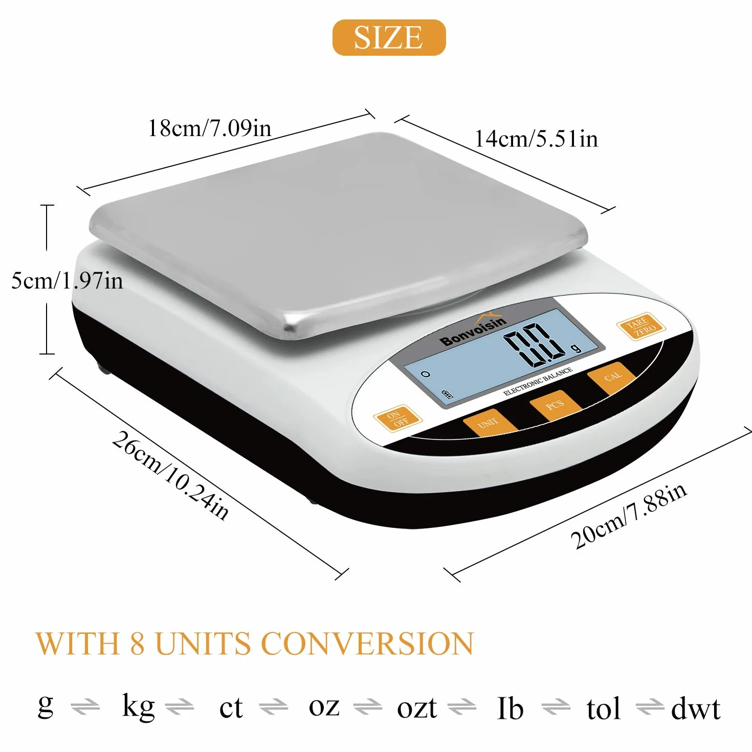 Bonvoisin Bilancia da Laboratorio Bilancia Analitica Bilancia Elettronica Bilancia di Precisione 5-30KG 0.1G Bilancia da Cucina Digitale Bilancia per Gioielli Bilancia Scientifica (15kg,0.1g)