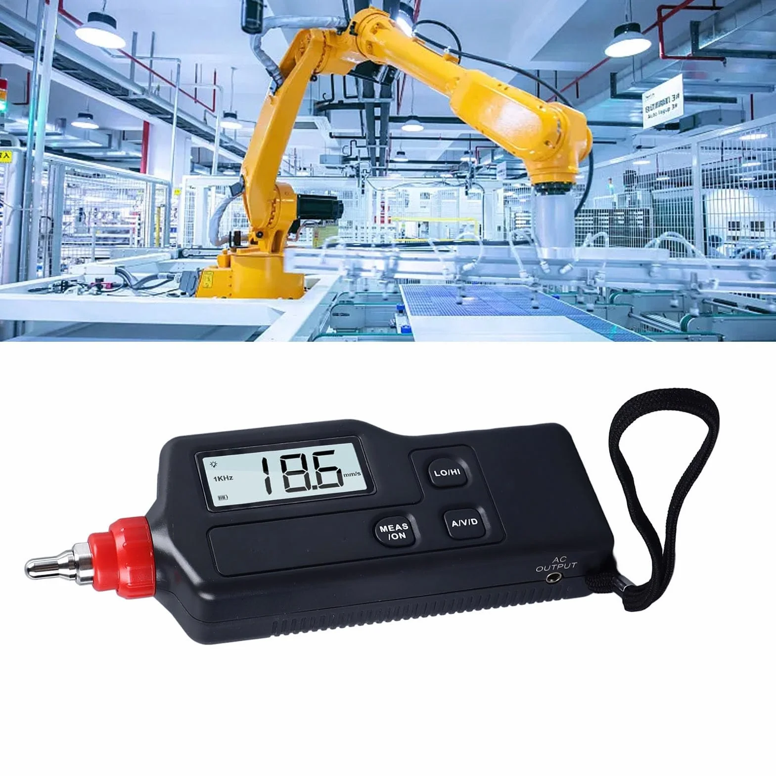 Misuratore di Vibrazioni Digitale, Vibrometro Multifunzionale Ad Alta Precisione, Materiale ABS, Compatto e Portatile, per la Produzione di Macchinari, Metallurgia Energetica