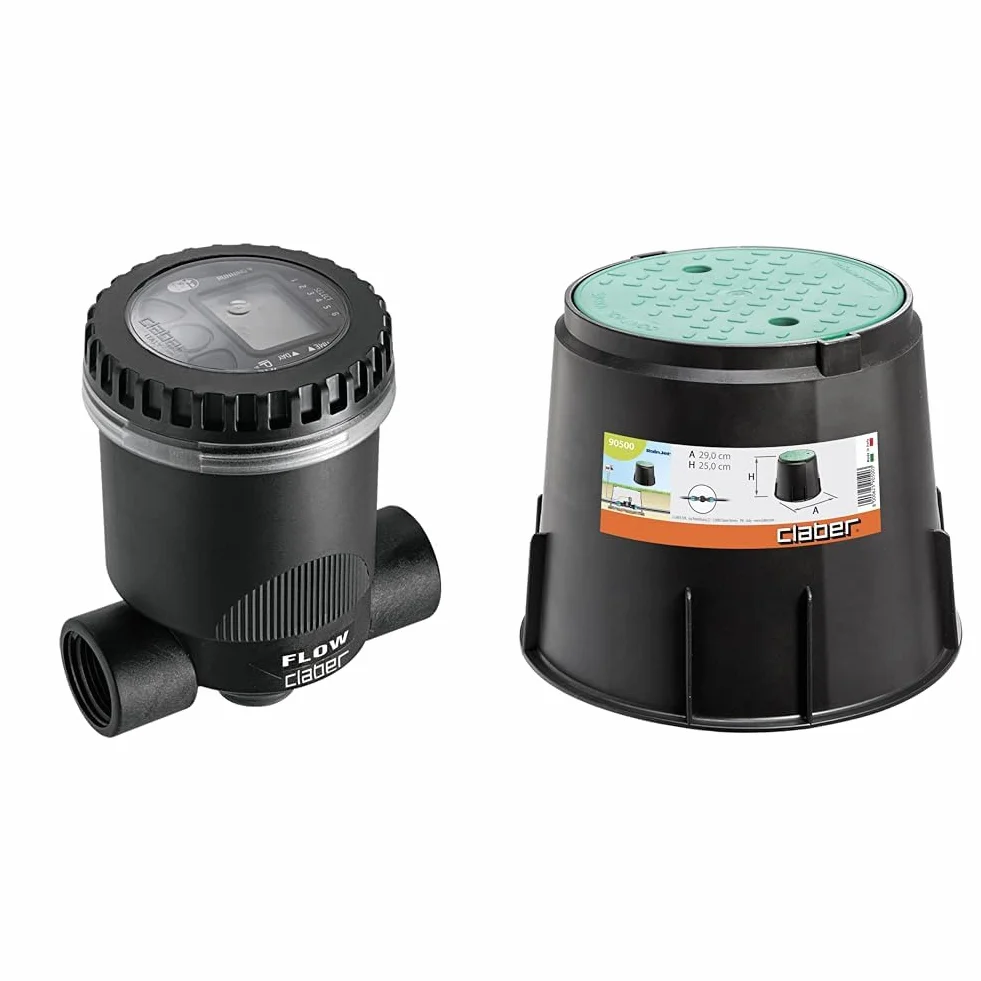 Claber Elettrovalvola programmabile, valvola con Programmatore per Sistema di irrigazione & 90500 Inter. POZZETTO Circolare, Nero/Arancione/Grigio, 29 x 25 cm