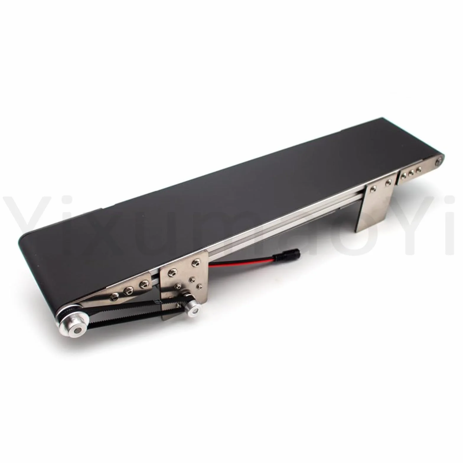 Generico Nastro Trasportatore Elettrico da Tavolo, Mini Trasportatore Automatico, Nastro Trasportatore Antistatico in PVC per la Produzione Automatizzata,Black-10x50cm