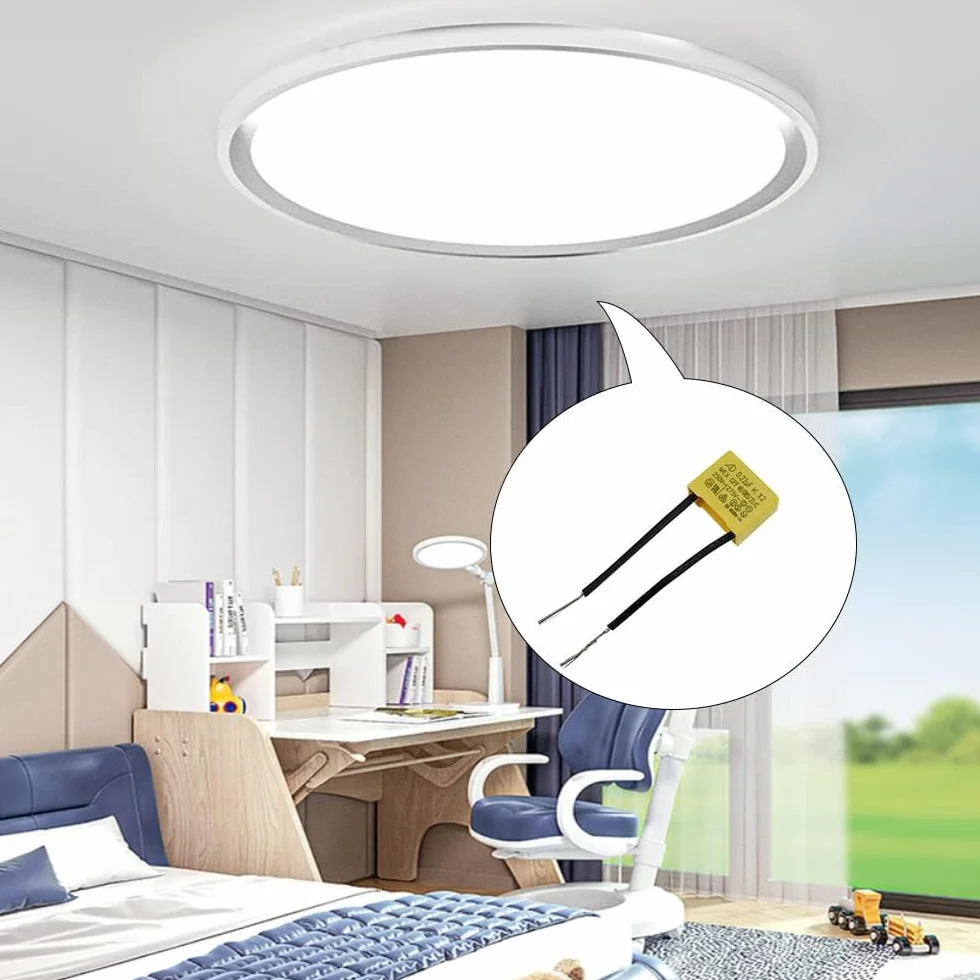 2 Pezzi Condensatore Polipropilene Anti Interferenza 0,22µF 275V X2 | Condensatori di Sicurezza per luci Lampeggianti Lampadina a LED Non in Uscita Anti-sfarfallio