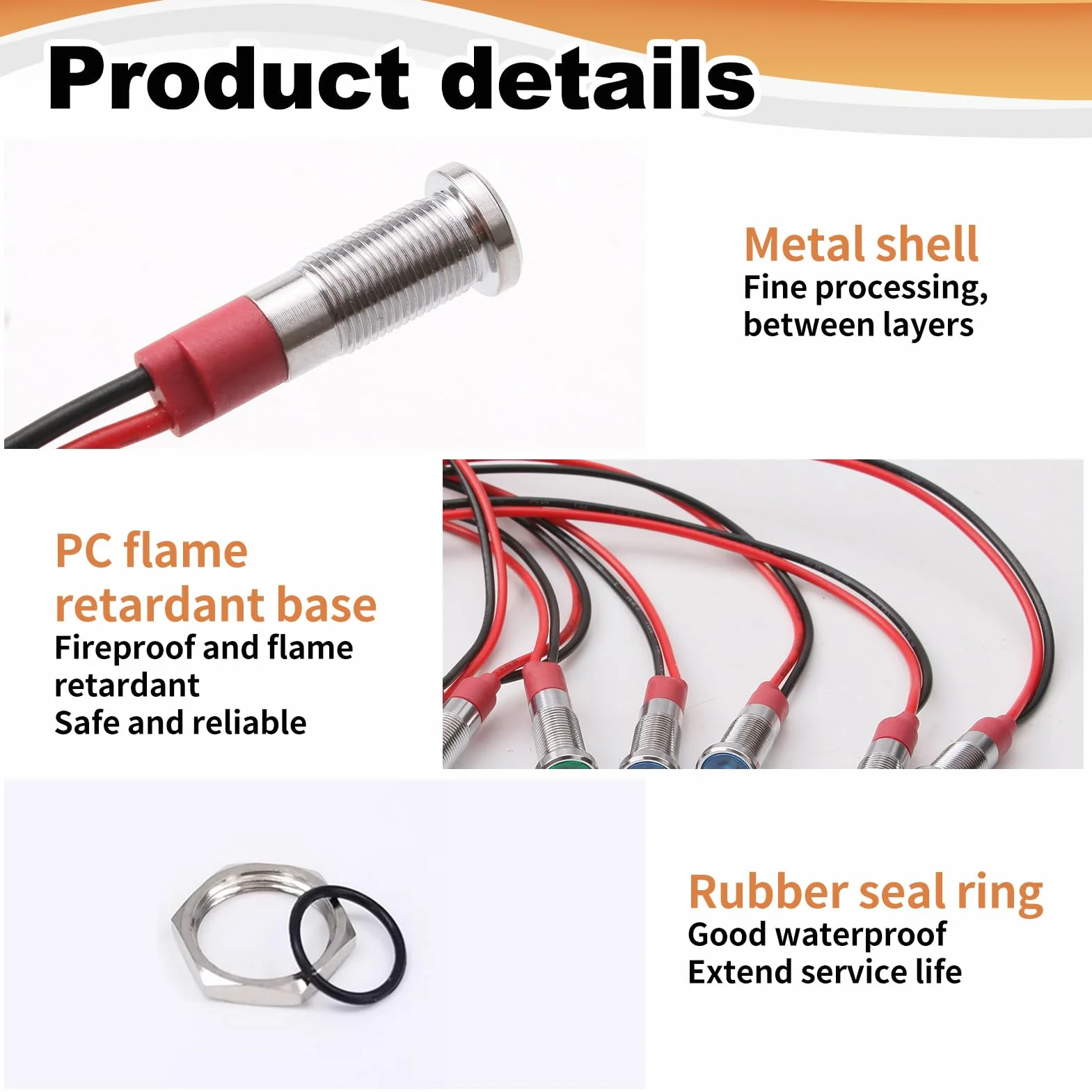 Indicatore LED 6mm 10Pcs AC/DC 12-24V Rosso/Verde/Giallo/Bianco/Blu Impermeabile per Moto