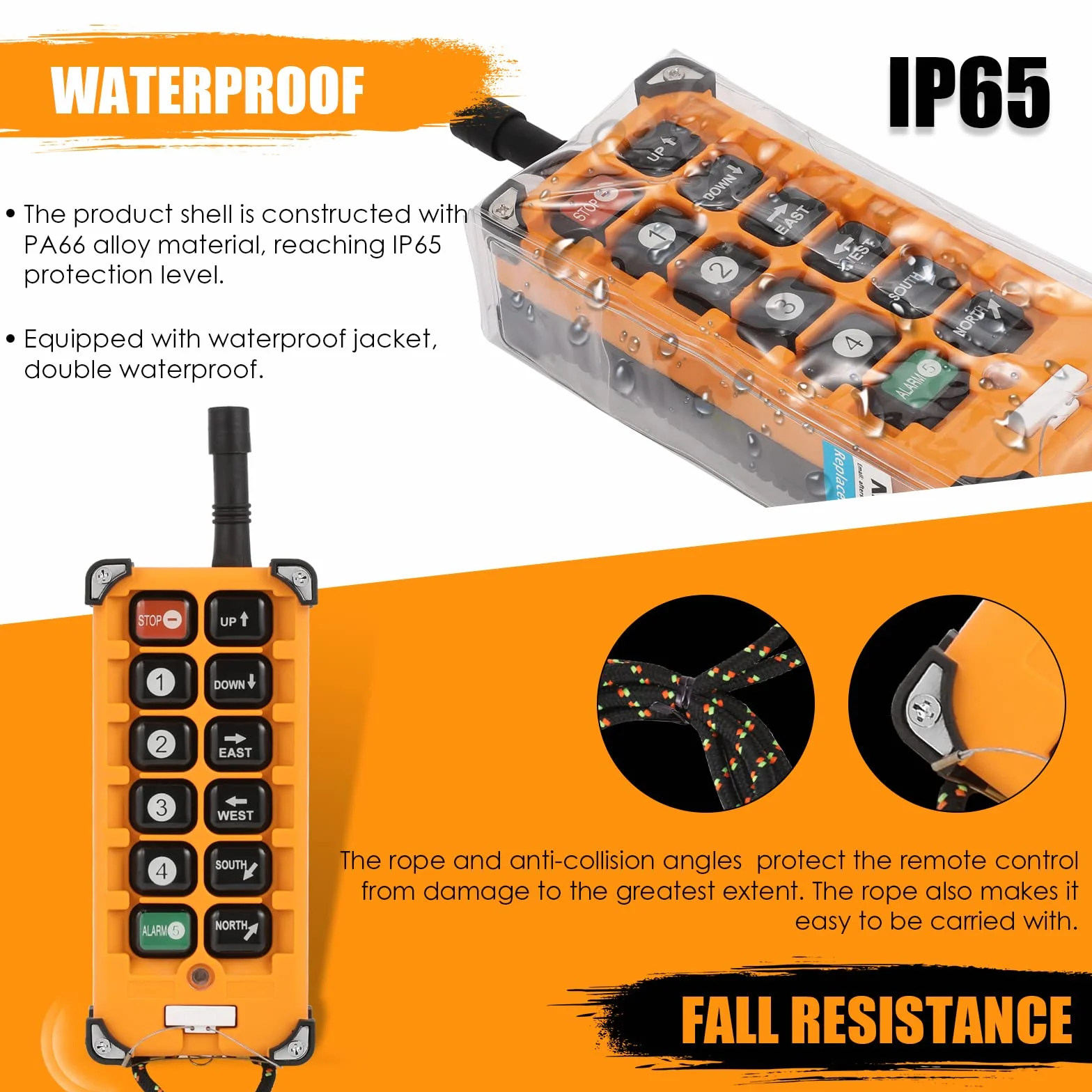 NEWTRY Controllo telecomando alla gru wireless, 12 pulsanti trasmettitori e ricevitore 24V per paranco industriale, gru a ponte (ricevitore DC&AC 24V)