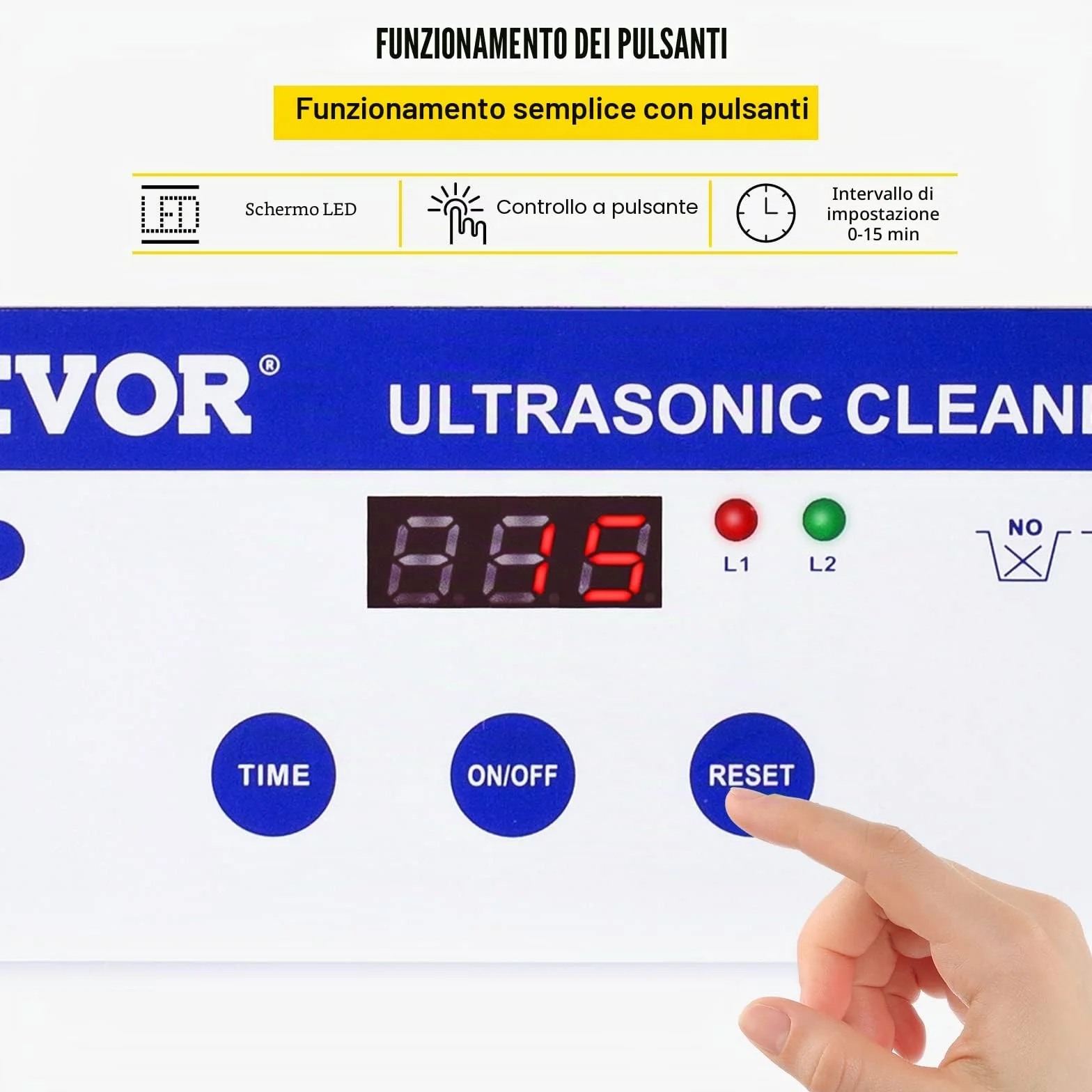VEVOR Pulitore a ultrasuoni 800ml, 35W Pulitore ultrasonico professionale in acciaio inossidabile, potente macchina di pulizia ad ultrasuoni a frequenza di 40 kHz con display LED per gioielli, orologi