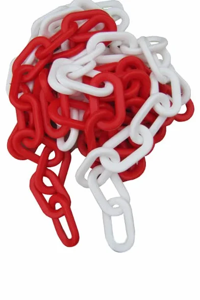 Catena di chiusura in plastica, catena per barriera da 8 mm di diametro, 25 m, colore rosso e bianco