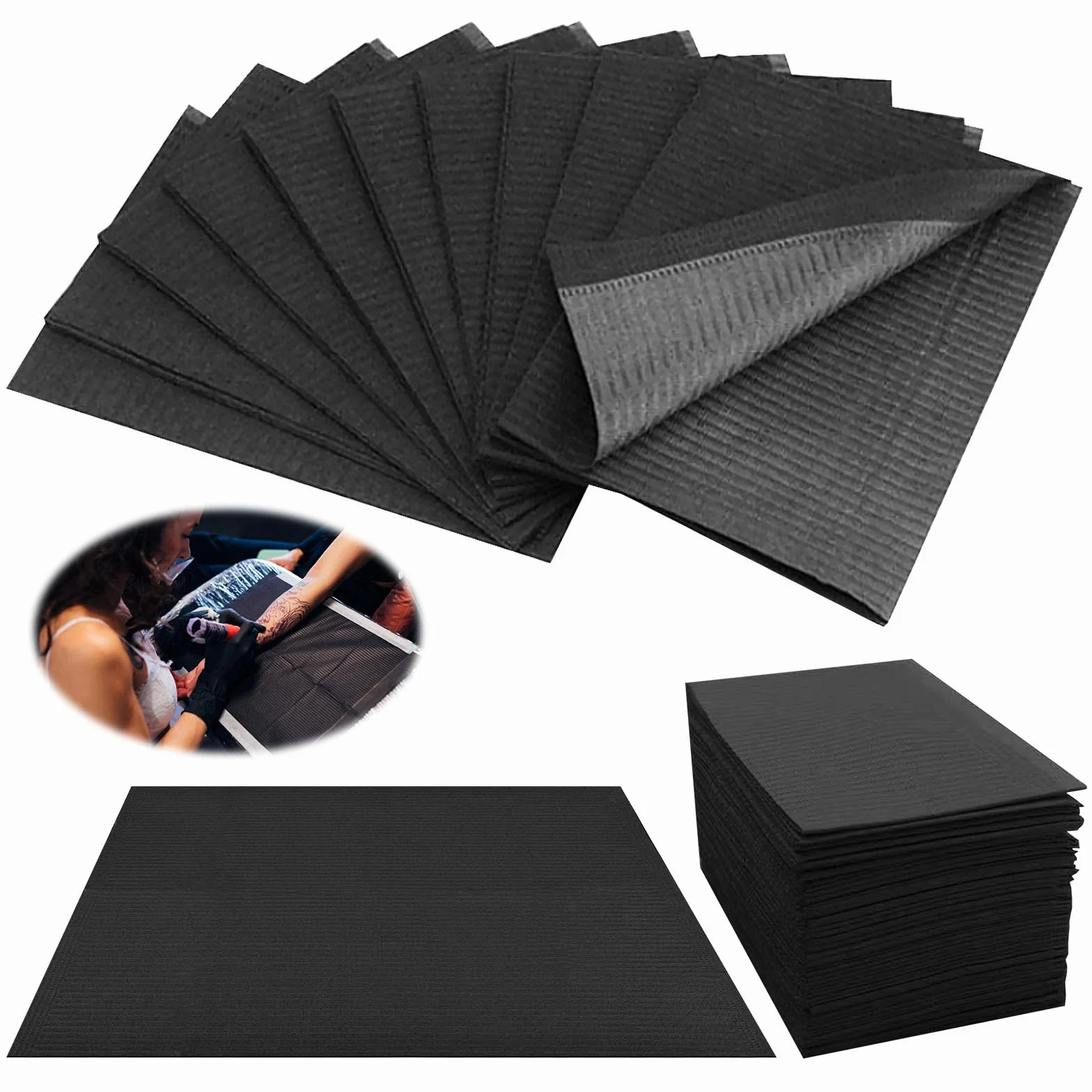 Nizirioo 100 Pezzi Bavaglini Dentali 33x45cm Impermeabili 3 Strati Tovaglia Tatuaggio Monouso
