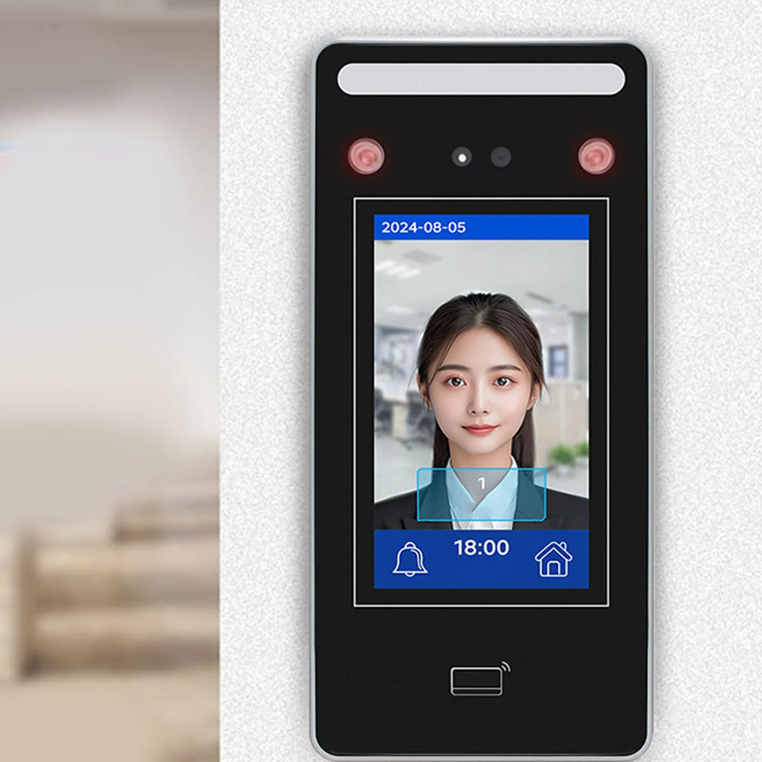 AI Macchina di Frequenza del Riconoscimento Facciale | 0,2S Verifica Rapida e a Doppia Fotocamera | 500 Capacità della Carta Facciale/500 | 4.3 touchscreen | per il Controllo