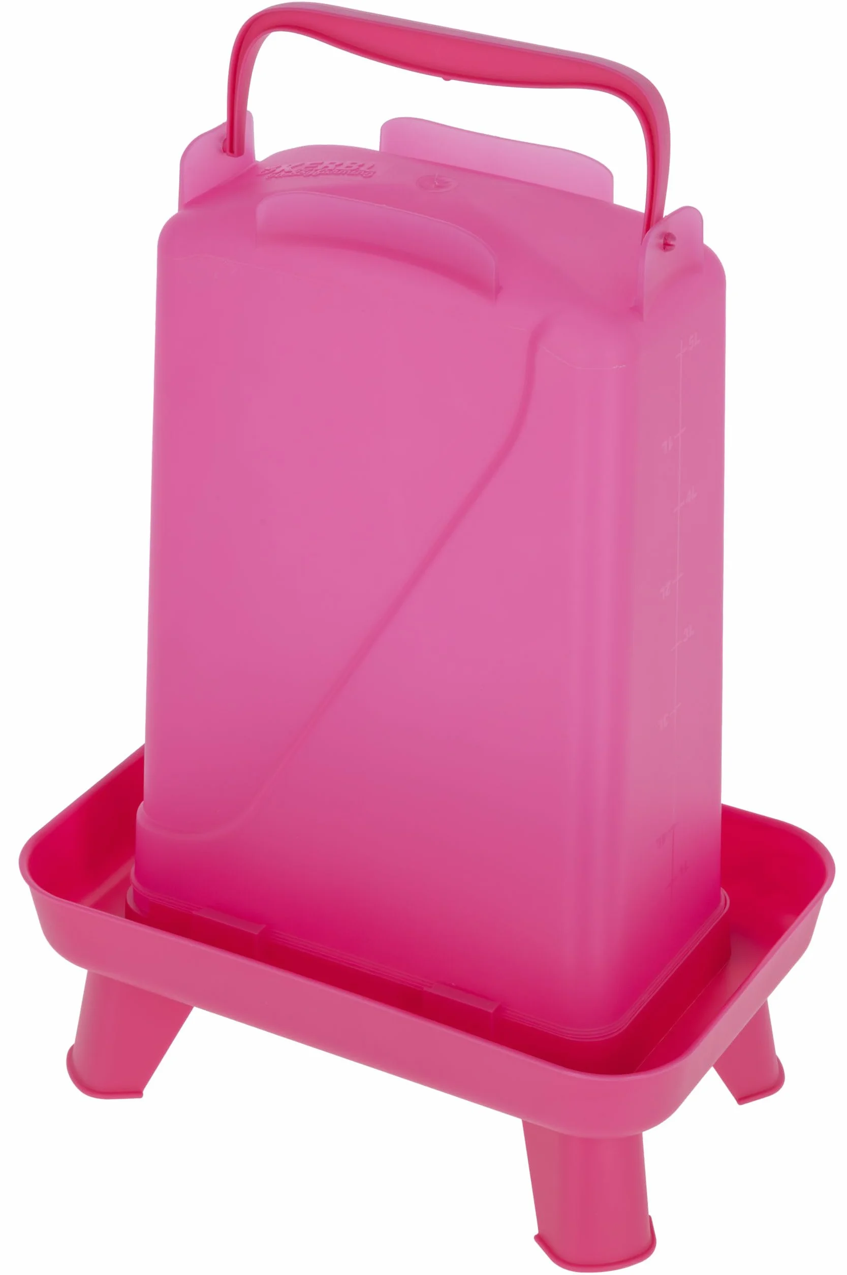 Kerbl Hobbyfarming Abbeveratoio in plastica con piedini, Alimentazione automatica dell'acqua, Supporto stabile, Resistente alle intemperie, Con maniglia per il trasporto, Piano trasparente, 5.5L, rosa
