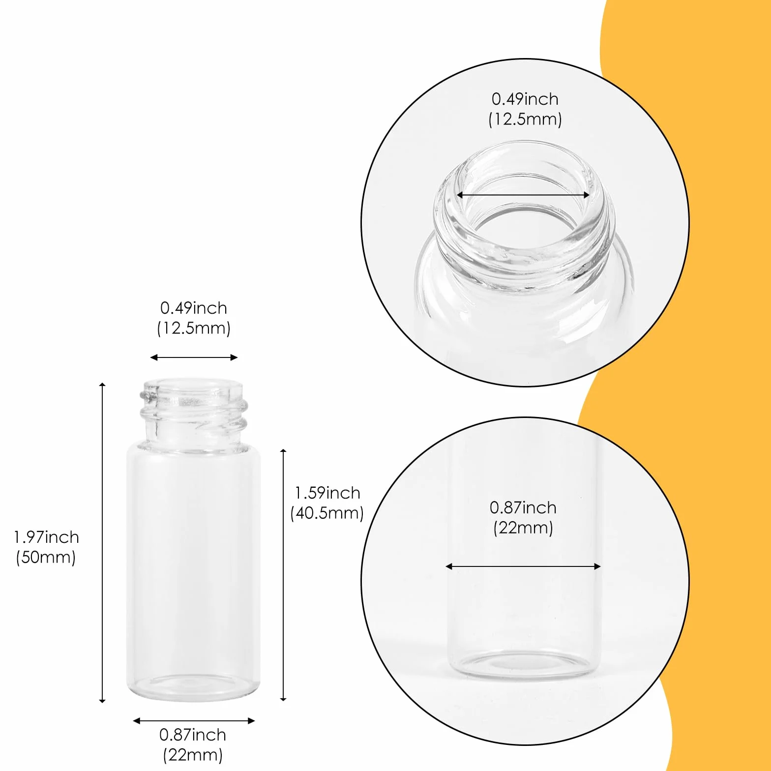 Fiale di Vetro 10 ml con Tappi a Vite, Flacone Campione Liquido, 12 Pezzi