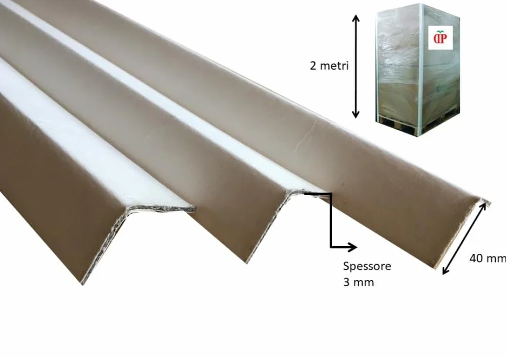 Angolari Cartone Rigidi 2000 x 40 x 40 mm Spessore 3mm per Pallet Fino a 2 metri Cartoncino bianco pressato (24)