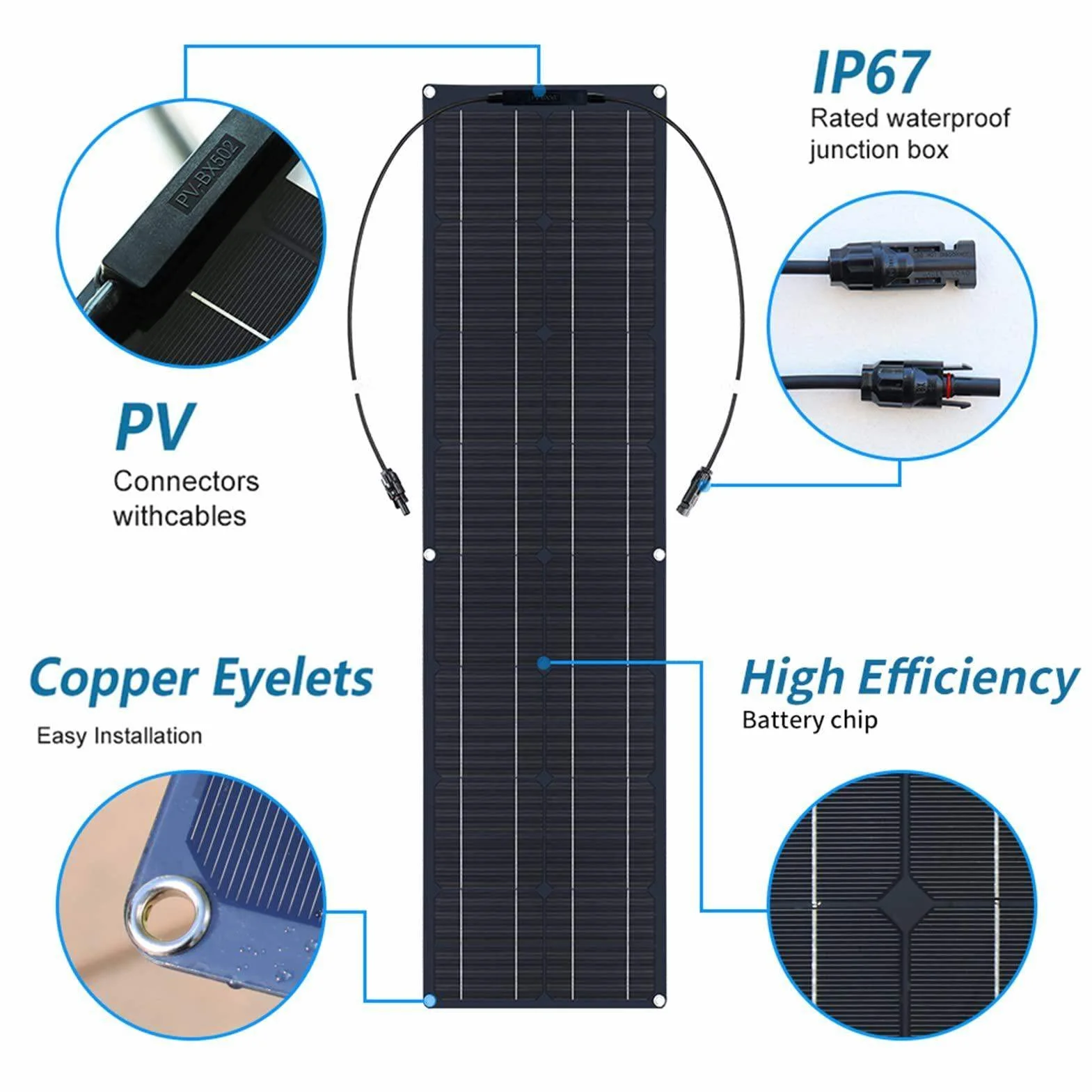 Pannello Solare Flessibile 800 W Modulo Fotovoltaico (4 Pezzi da 200 W) Cella Solare Monocristallina con Controller 40 A Uscita USB per Caricare Batterie 5 V/12 V/24 V, per Campeggio, Yacht