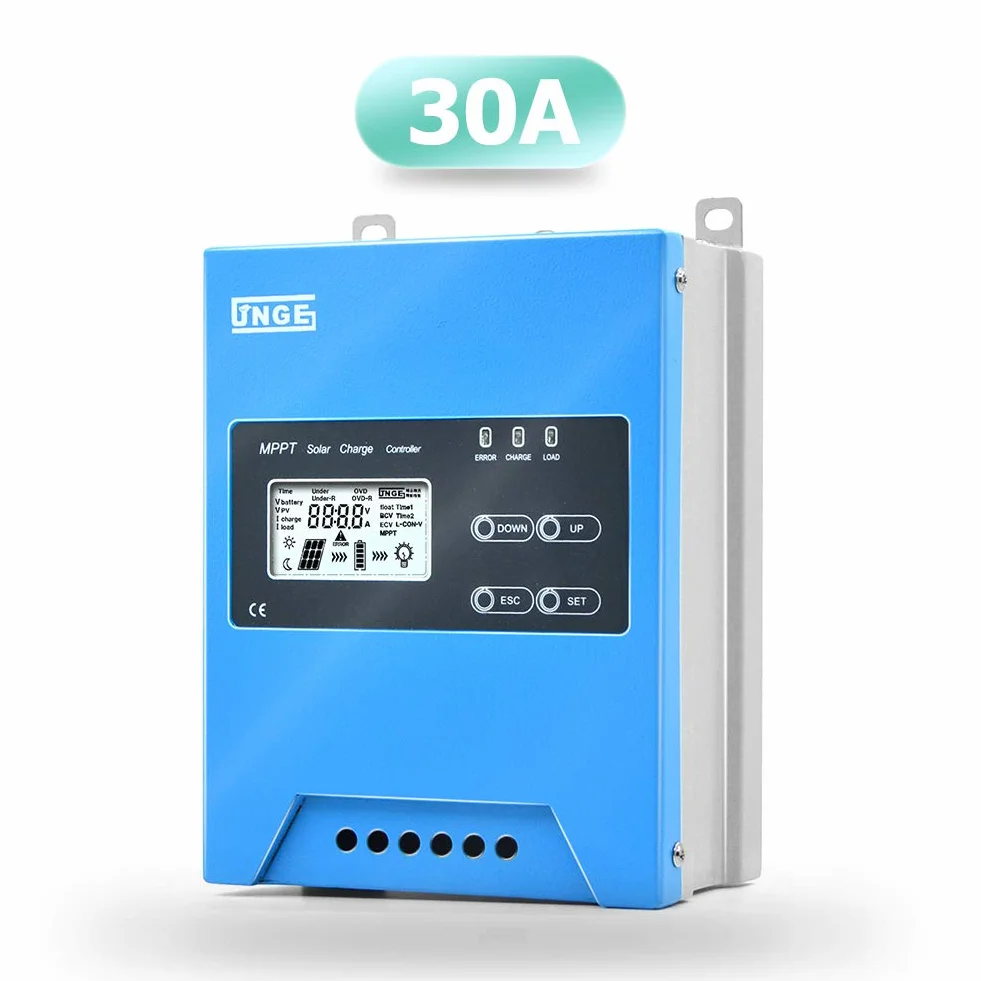 SolaMr MPPT 30A Regolatore di Carica Solare 12V/24V Buck Regolatore di Batteria del Pannello Solare con Display LCD, Sensore di Temperatura, Interfaccia RS485-30A