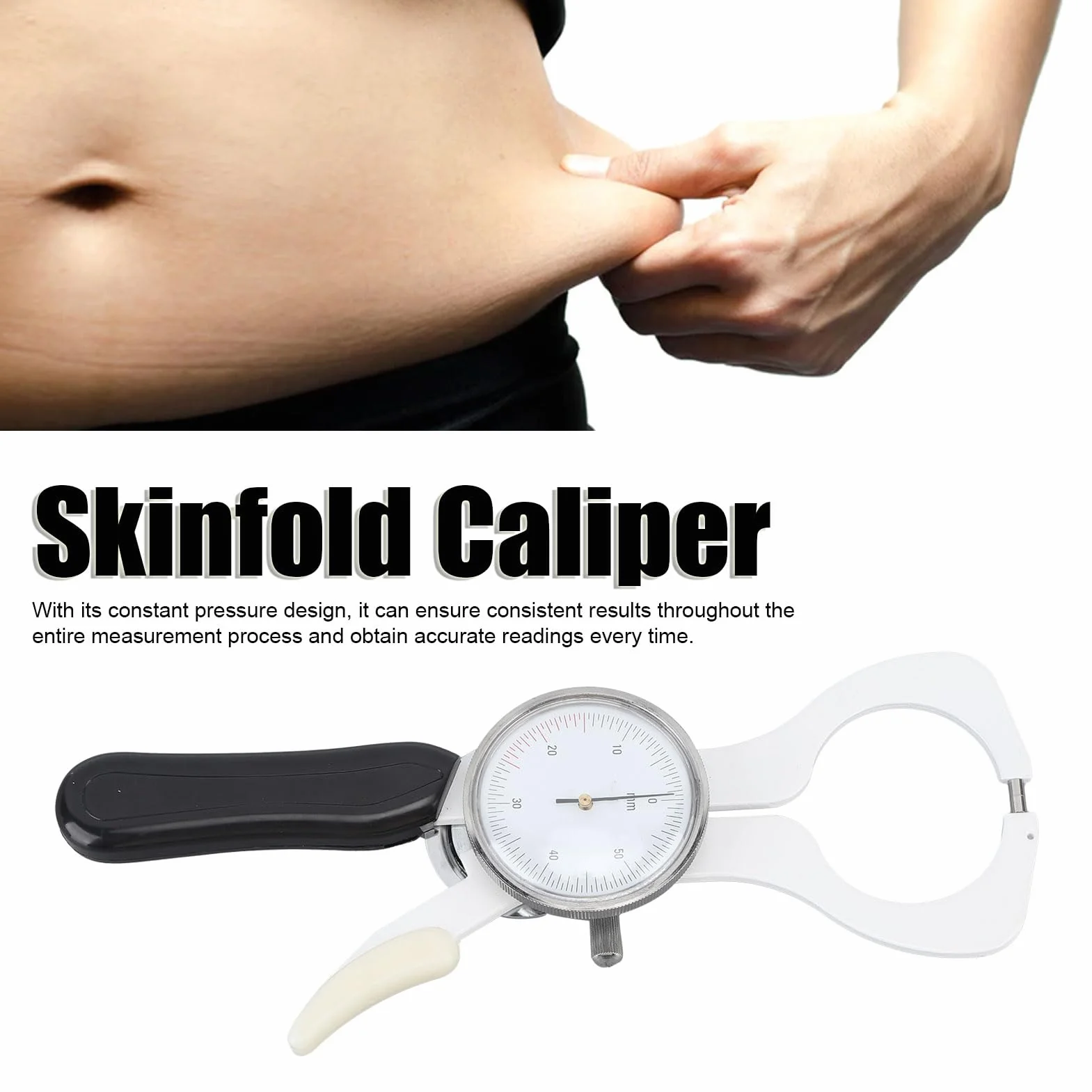 Tester Portatile del Calibro del Grasso della Pelle, Strumento di Misurazione del Calibro del Grasso Corporeo Skinfold Tester del Calibro del Grasso Corporeo per il Monitoraggio