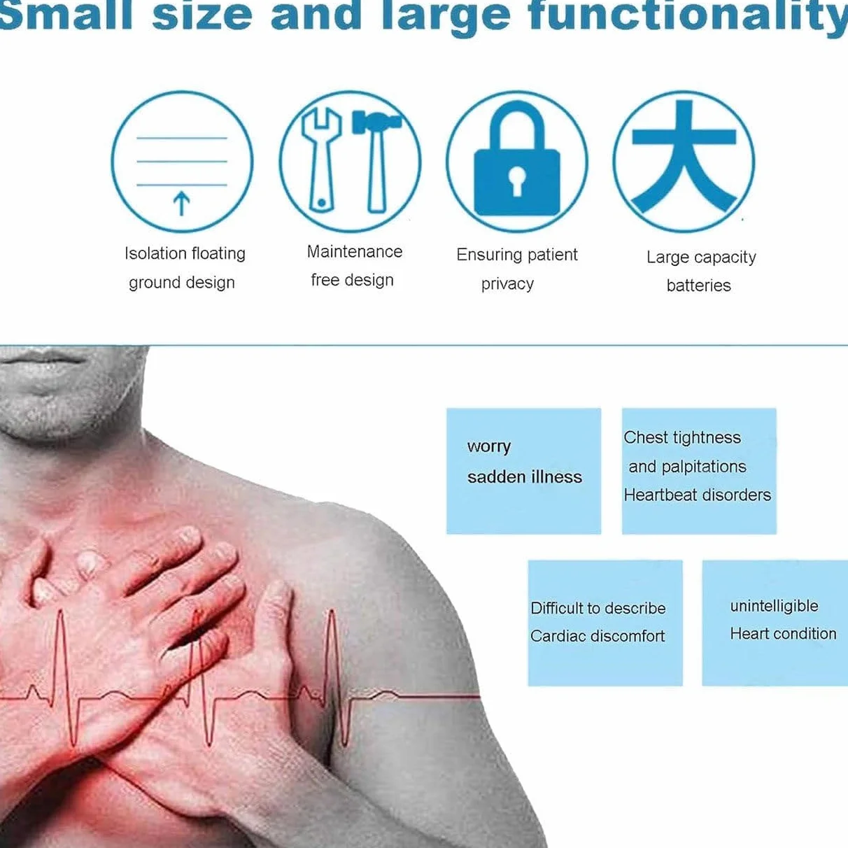 Monitor ECG, ECG digitale LCD professionale a 12 derivazioni e 3 canali con carta da stampa per la cura orale medica, i segni vitali,l'unità di terapia intensiva e la terapia intensiva cardiovascolare