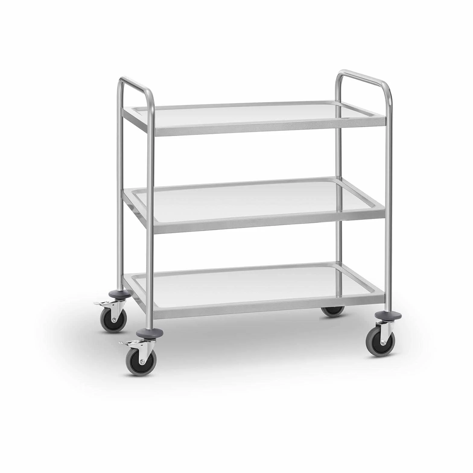 Royal Catering Carrello di Servizio Carrello per Ristorante RCSW-3SQ2 (3 ripiani, Fino a 150 kg, Acciaio Inox)