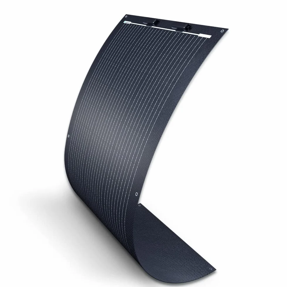 Renogy Pannello solare monocristallino flessibile da 100 W, 12 V, pannello solare fotovoltaico, nero, per camper, balconi, campeggiatori esterni e barche