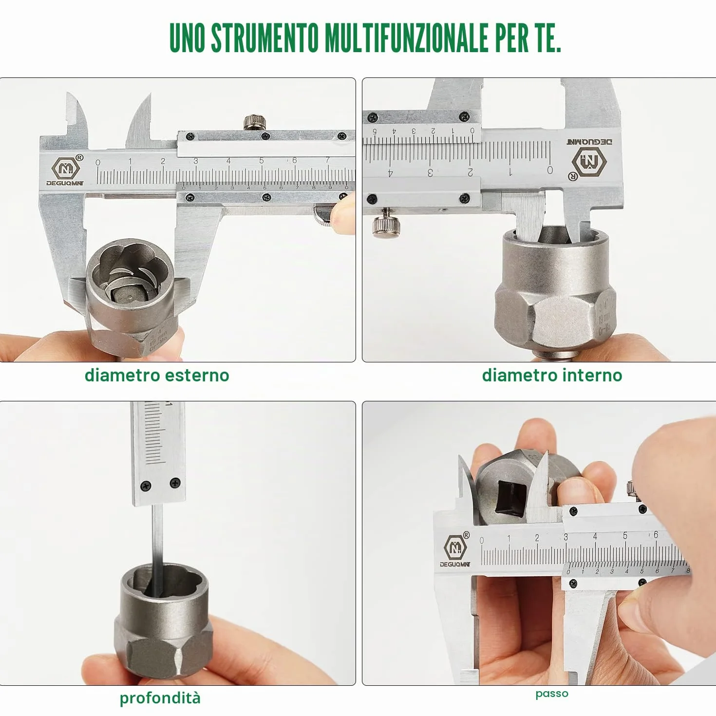 Calibro a Corsoio 150 mm 6" in Acciaio Inox Micrometro, i Calibri Scorrono Agevolmente e Sono Altamente Precisi per le Misurazioni in Casa, Nel Fai-Da-Te o a Livello Professionale