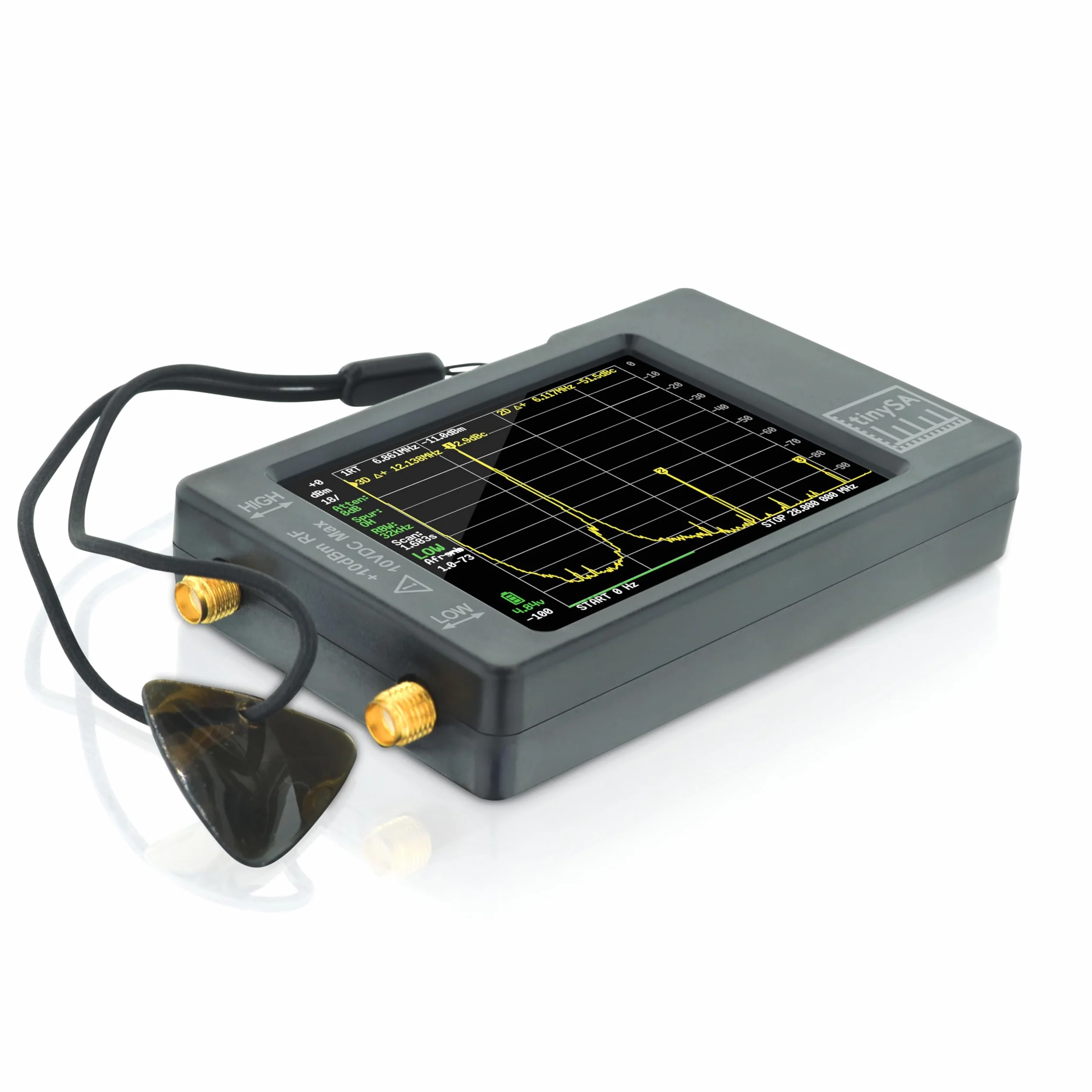 Analizzatore di Spettro Portatile TinySA 100kHz a 960MHz con Touchscreen da 2,8", Analizzatore di Frequenza V0.3.1, Generatore di Segnale di Ingresso MF/HF/VHF e UHF con Protezione ESD