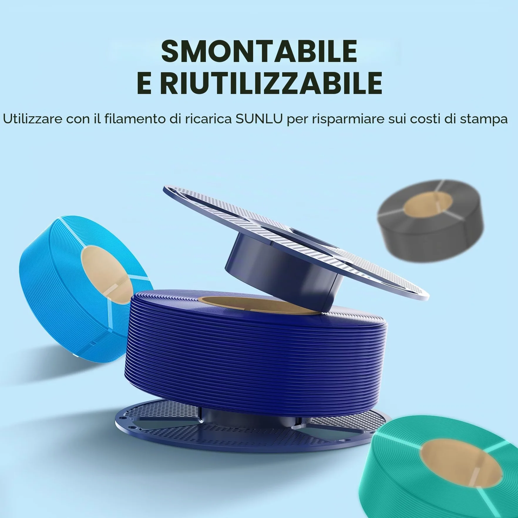 SUNLU PLA Filamento 1,75mm Multicolor 16 Colori 4kg, Confezionato Singolarmente Sottovuoto per Stampanti 3D