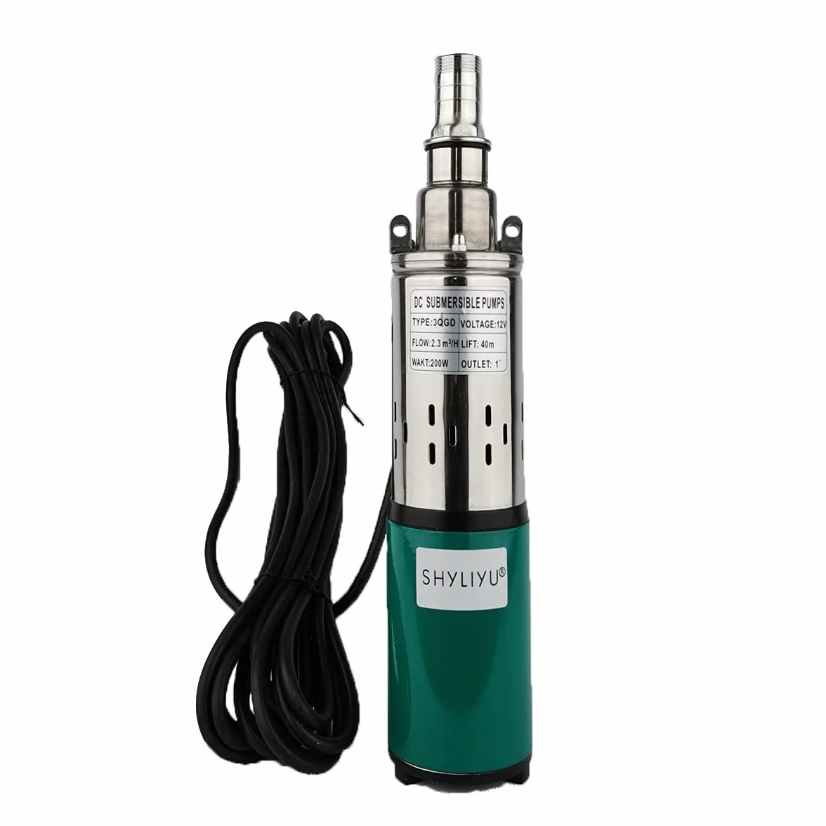 Pompe sommergibili solari Pompa sommergibile per pozzo 12V DC 200W Pompa a pressione Profondità di immersione massima 40m 2300L/H per acqua domestica Irrigazione del giardino Stagni Fiumi