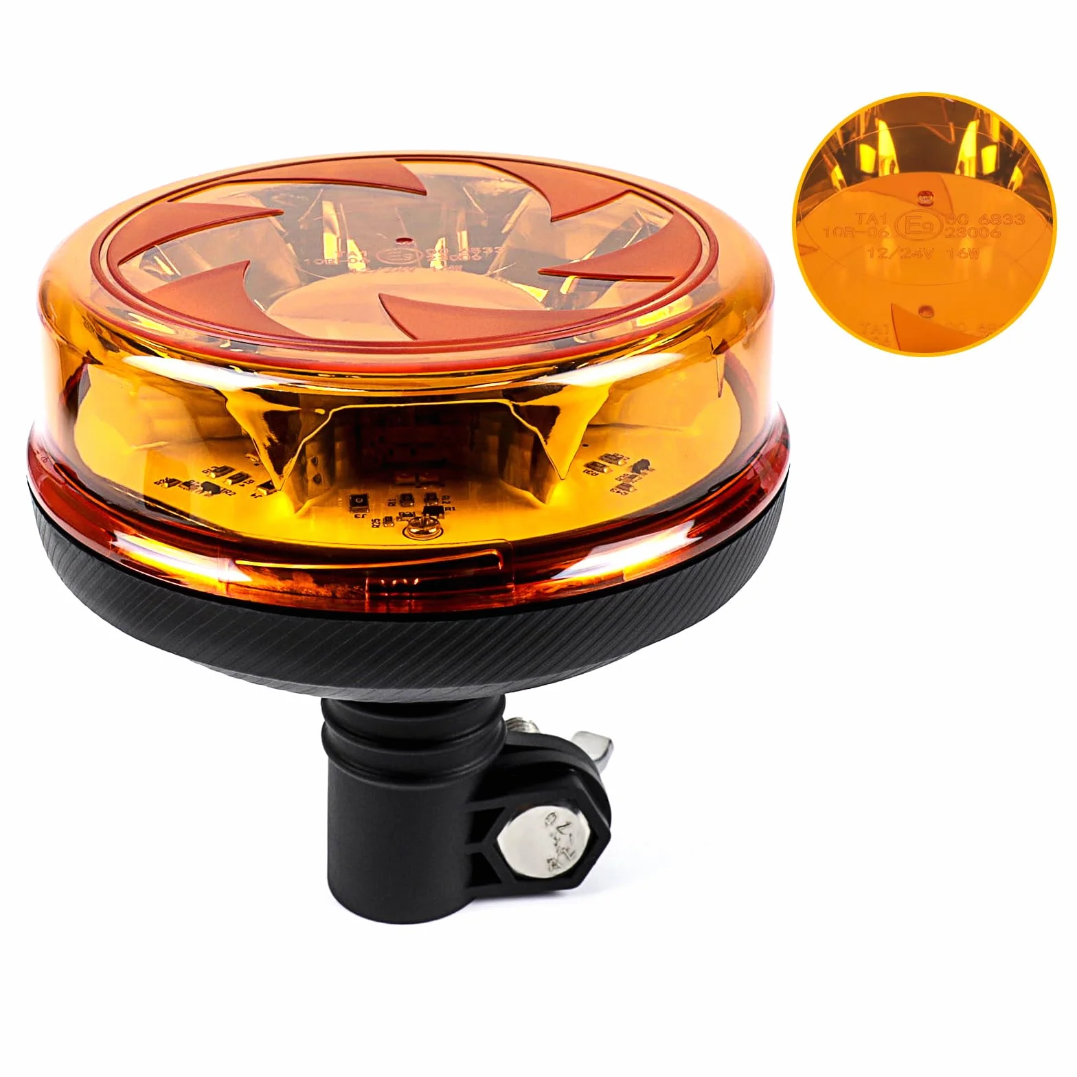 Luce di segnalazione ambra a LED, 16LEDs 12/24V lampada lampeggiante arancione 4 flash e 2 modelli rotanti per macchine agricole, veicoli commerciali, scuolabus, camion escavatori trattore