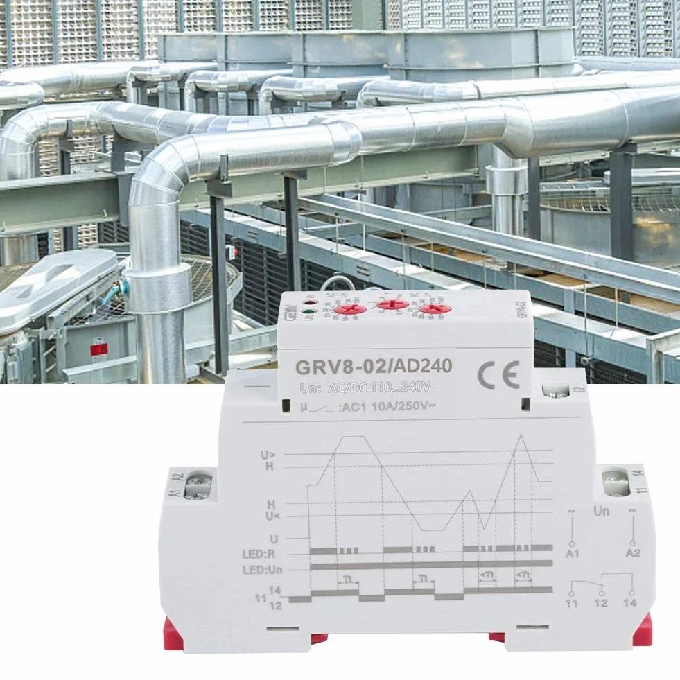Relè di monitoraggio tensione, GRV8-02 Relè di controllo tensione monofase per apparecchiature elettriche o compressori, controllo(GRV8-02/AD240)