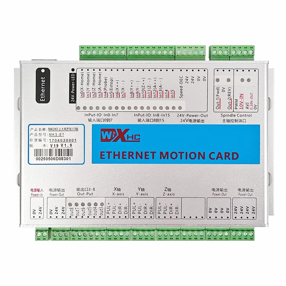 Scheda di controllo del movimento WXHC USB/Ethernet, controller CNC di precisione per motori passo-passo, hobbisti, progetti educativi e piccoli produttori, compatibile MACH3, I/O versatile, facile