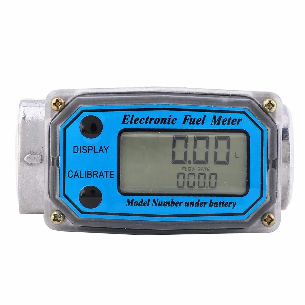 Yosoo Health Gear Misuratori di Portata Digitali A Turbina 1'' Benzina Cherosene Acqua Liquido Blu