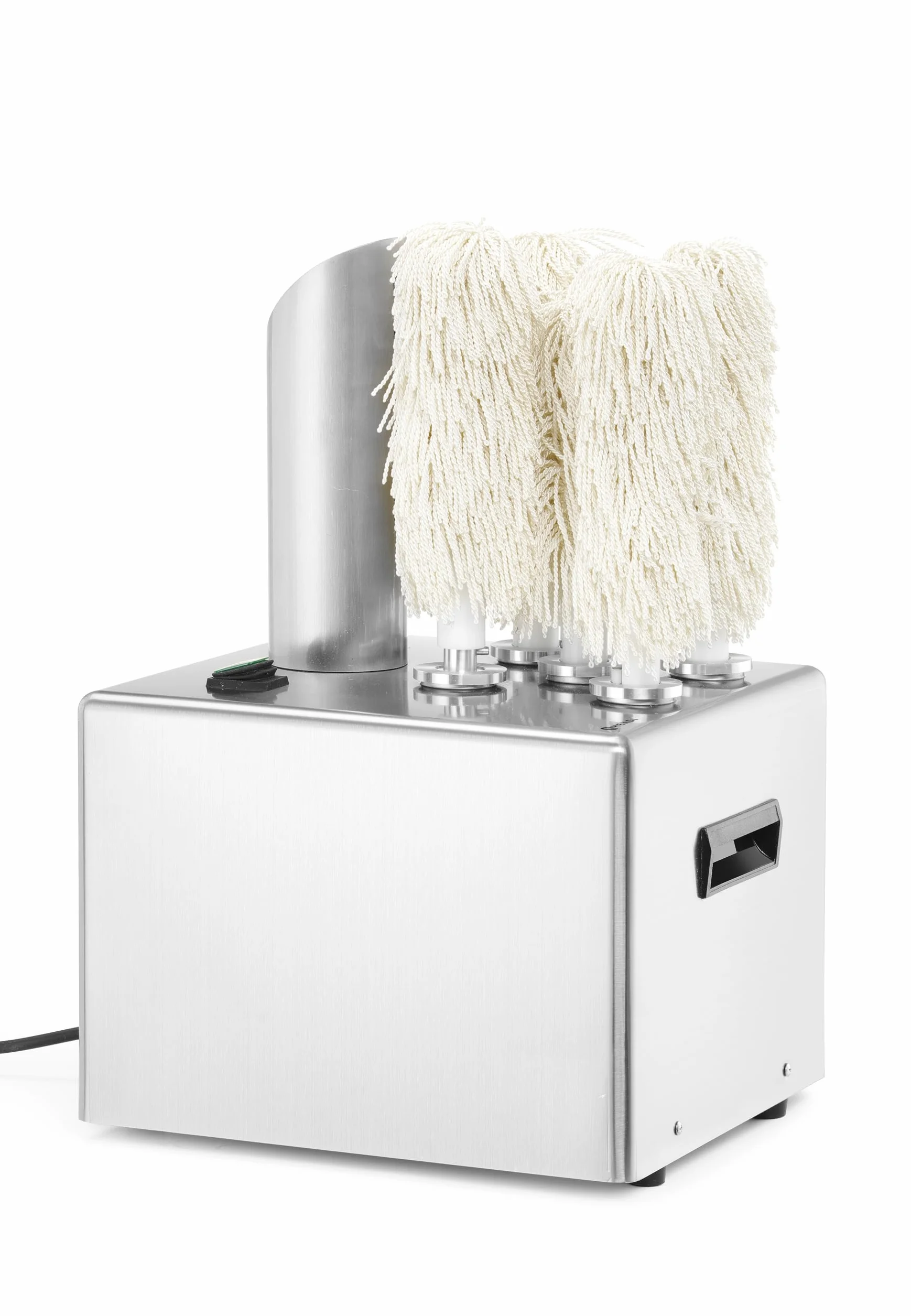 HENDI Lucidatrice per bicchieri in vetro, macchina professionale con 5 spazzole rimovibili per la lucidatura e l'asciugatura di bicchieri in vetro, 220-240V, 50/60Hz, 1350W, 330x305x(H)504mm, inox