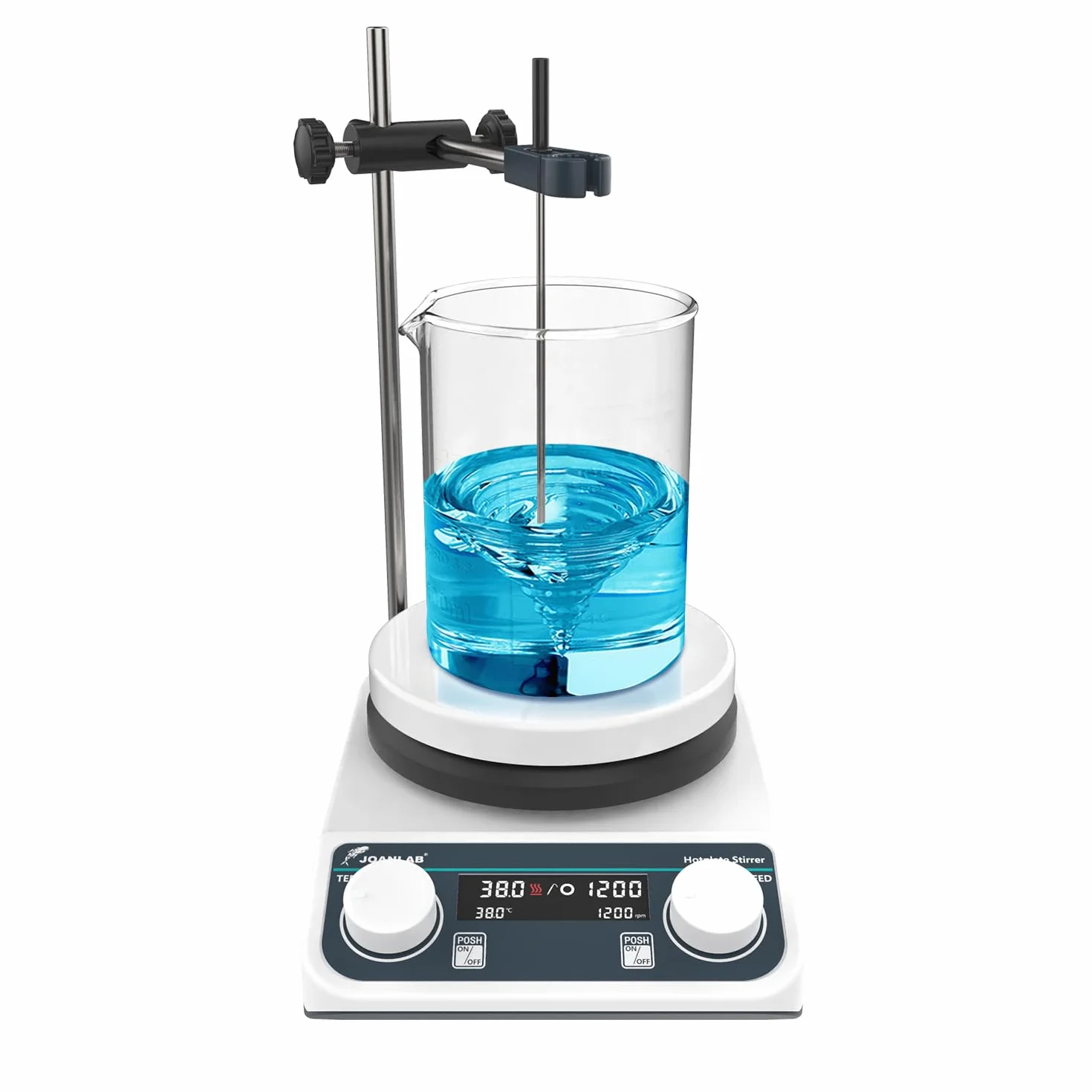 JOANLAB Agitatore Magnetico con Piastra Riscaldante, 310°C, Piastra in Ceramica da 5 Pollici, Miscelatore Magnetico Digitale con Timer, 50-1500 rpm, Capacità 3L