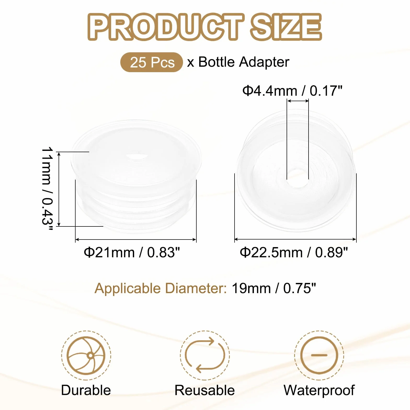 PATIKIL Tappi in Silicone 0.83"/19mm 25Pz Tappo di Ricambio Trasparente per Bottiglie Vetro e Plastica