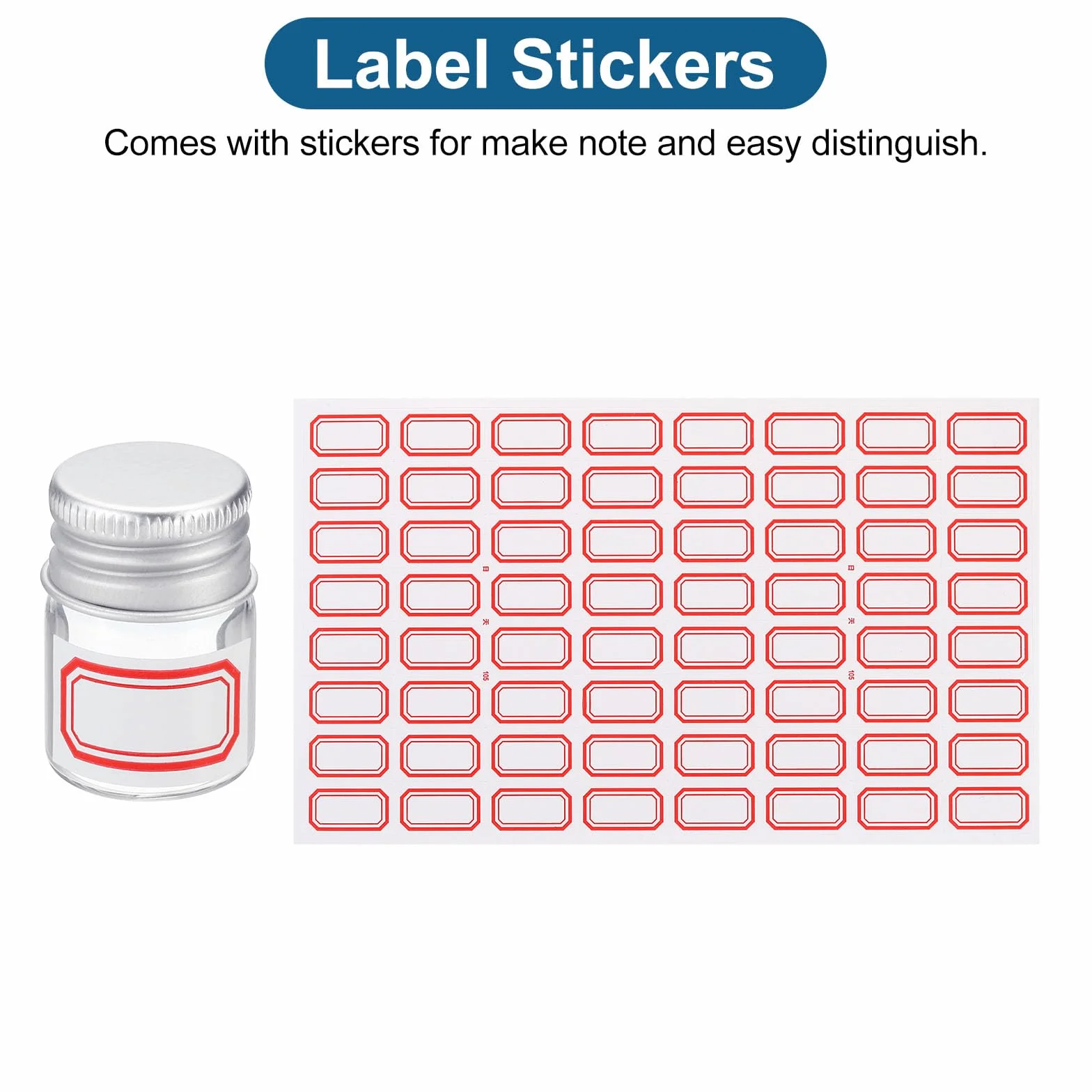 PATIKIL 5ml Fiale Vetro Trasparente, 50pz Piccola Fiala Modello Liquido con Tappi Vite Plastica Fermi e 64 Etichette Bottiglie Anti Perdita Barattoli Vuoti