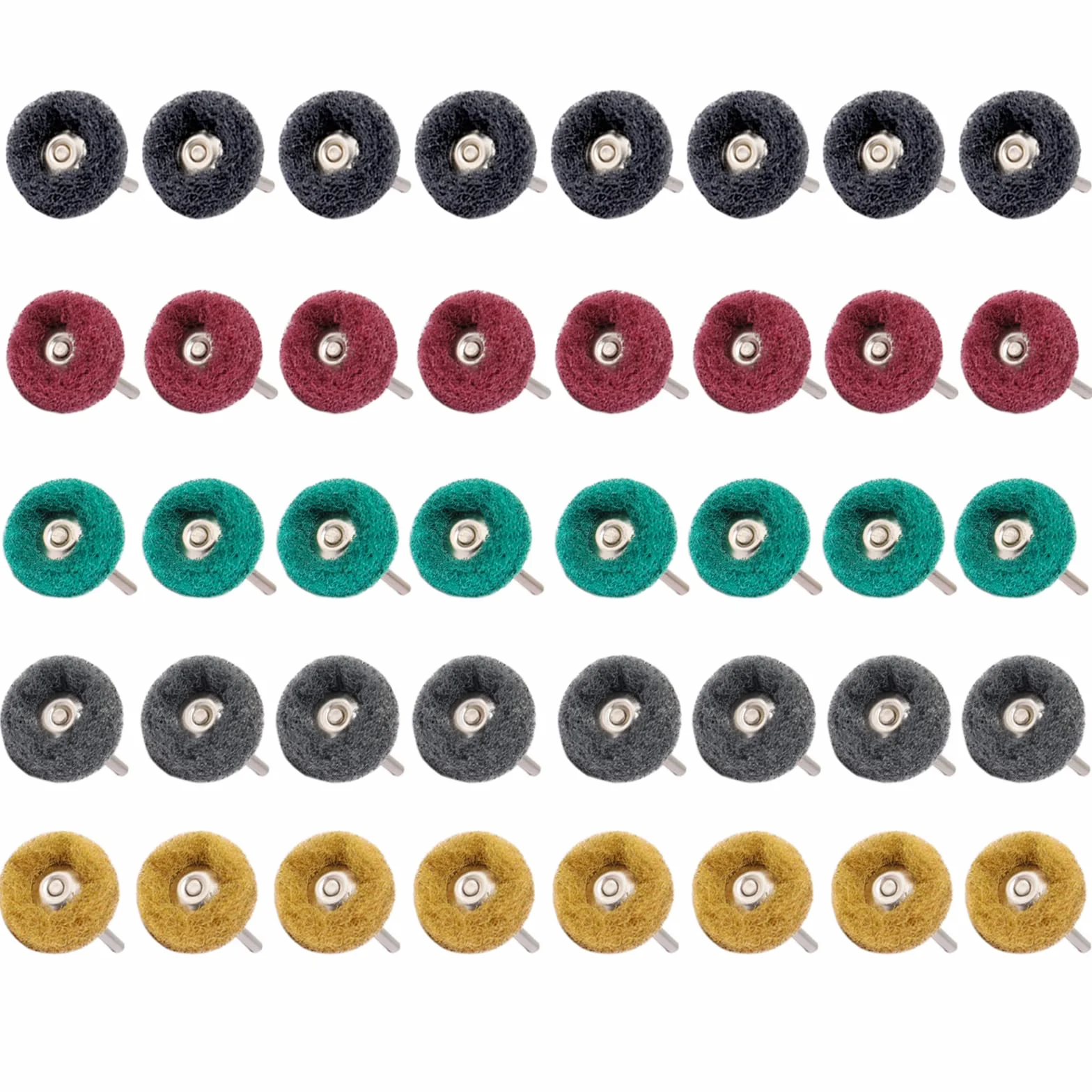 40 Pezzi Ruote di Lucidatura Abrasivo, 3 mm Ruote di Lucidatura Grana 80 150 240 400 600 per Utensili Rotanti Dremel Accessori 35mm di Diametro