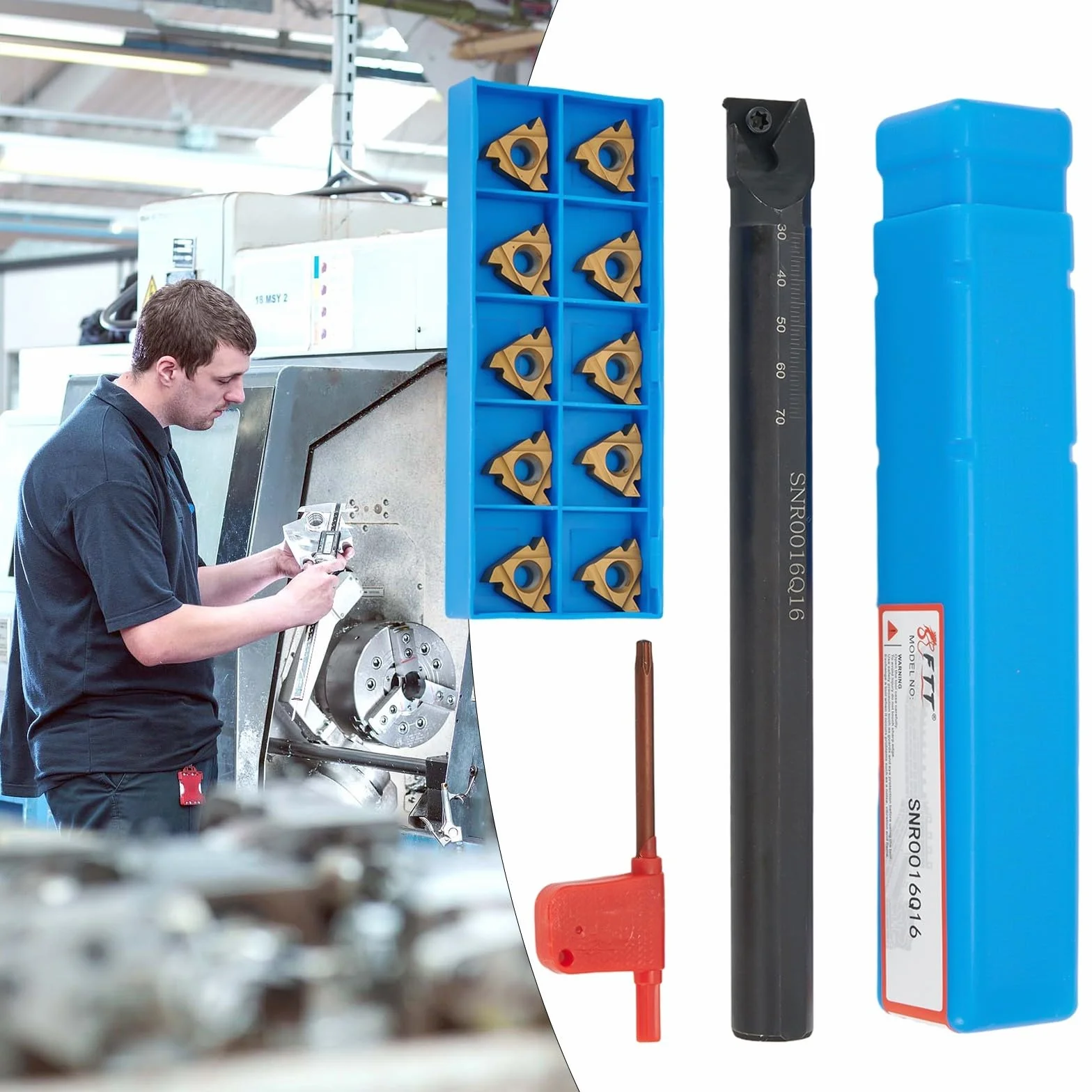 16mm CNC Tool Holder SNR0016Q16 Utensile Filettatura Interno con 10pcs 16IR AG60 per un uso durevole e affidabile