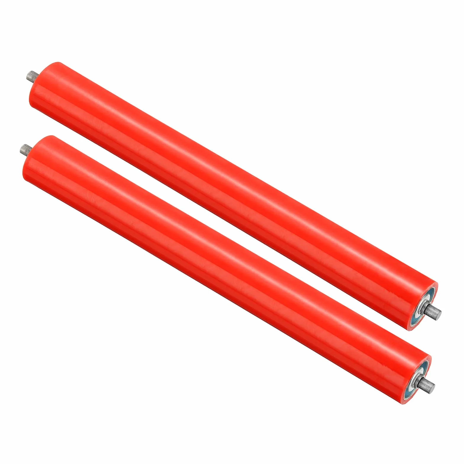 PATIKIL Poliuretano Rivestito Trasportatore Rullo 4" Diametro 20" Lunghezza 2pz Inox Acciaio Trasmissione Sostituzione Parte Zincato Fine Rosso