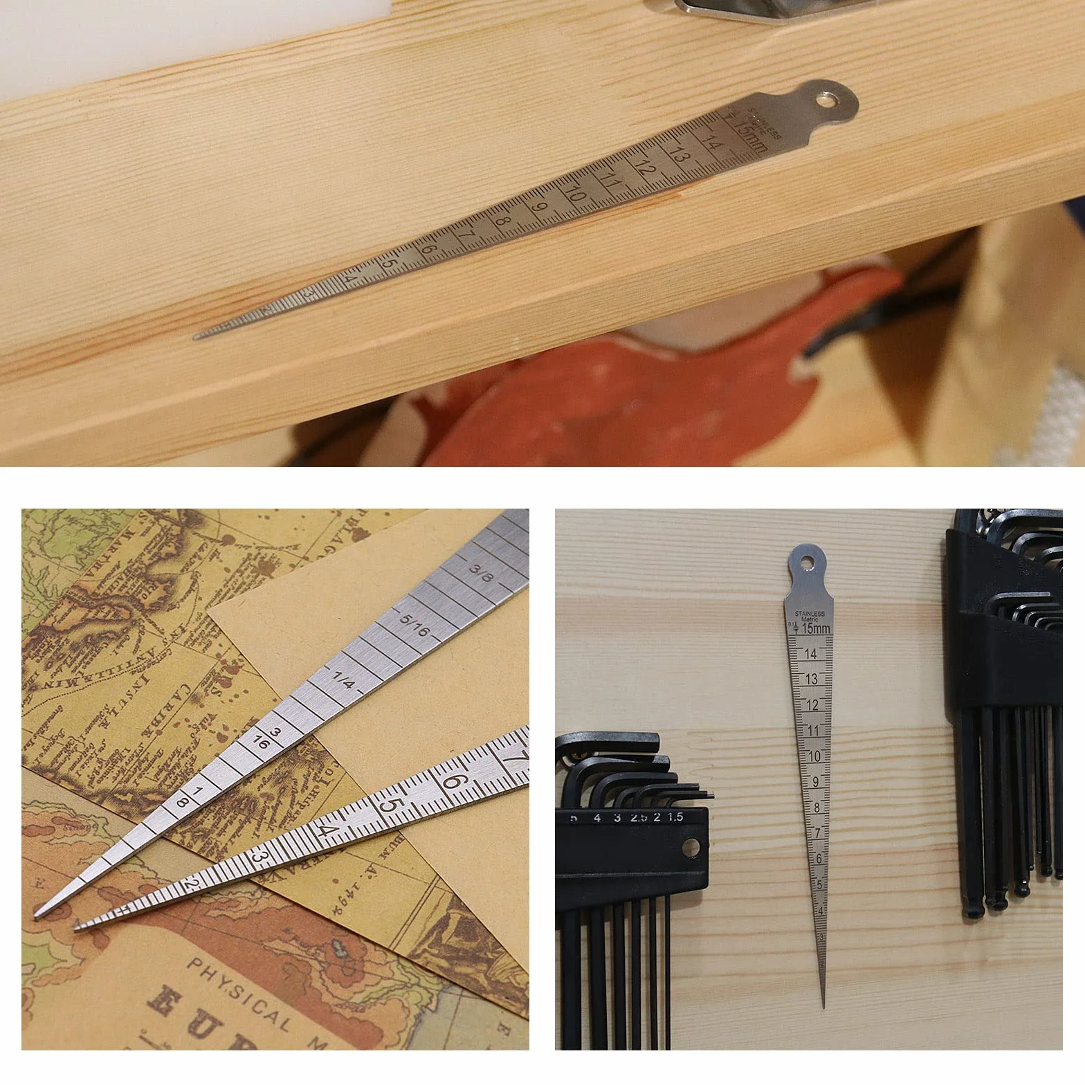 2 pezzi cuneo Feeler Gauge conico Gap Gauge in acciaio inox cono saldatura Gauge Feeler gap foro strumento di misura per diametro interno foro diametro ecc