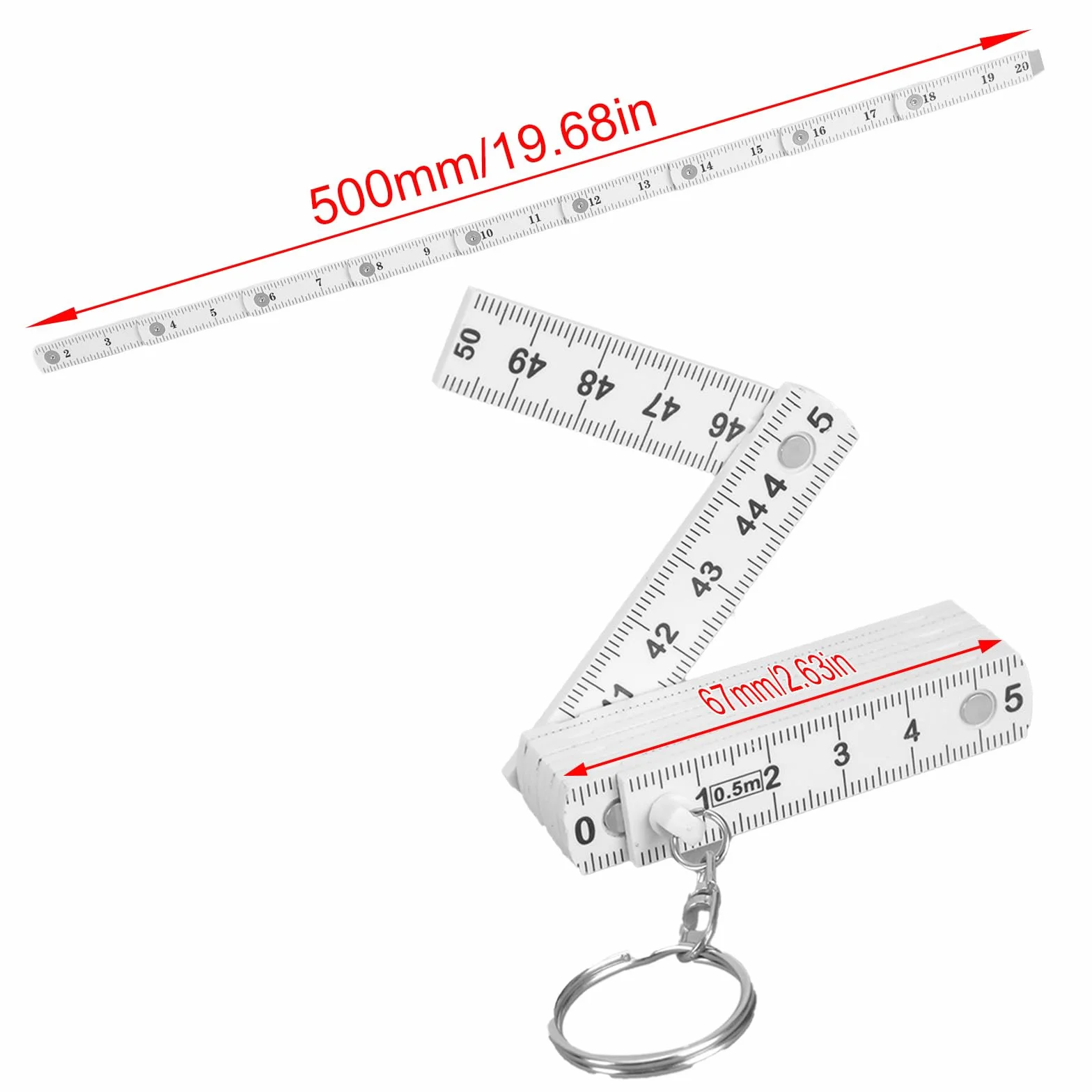 Liner pieghevole funzionale in plastica, 50 cm, piccolo strumento di misurazione, ideale per ingegneri e appassionati di artigianato, nastro di misurazione flessibile