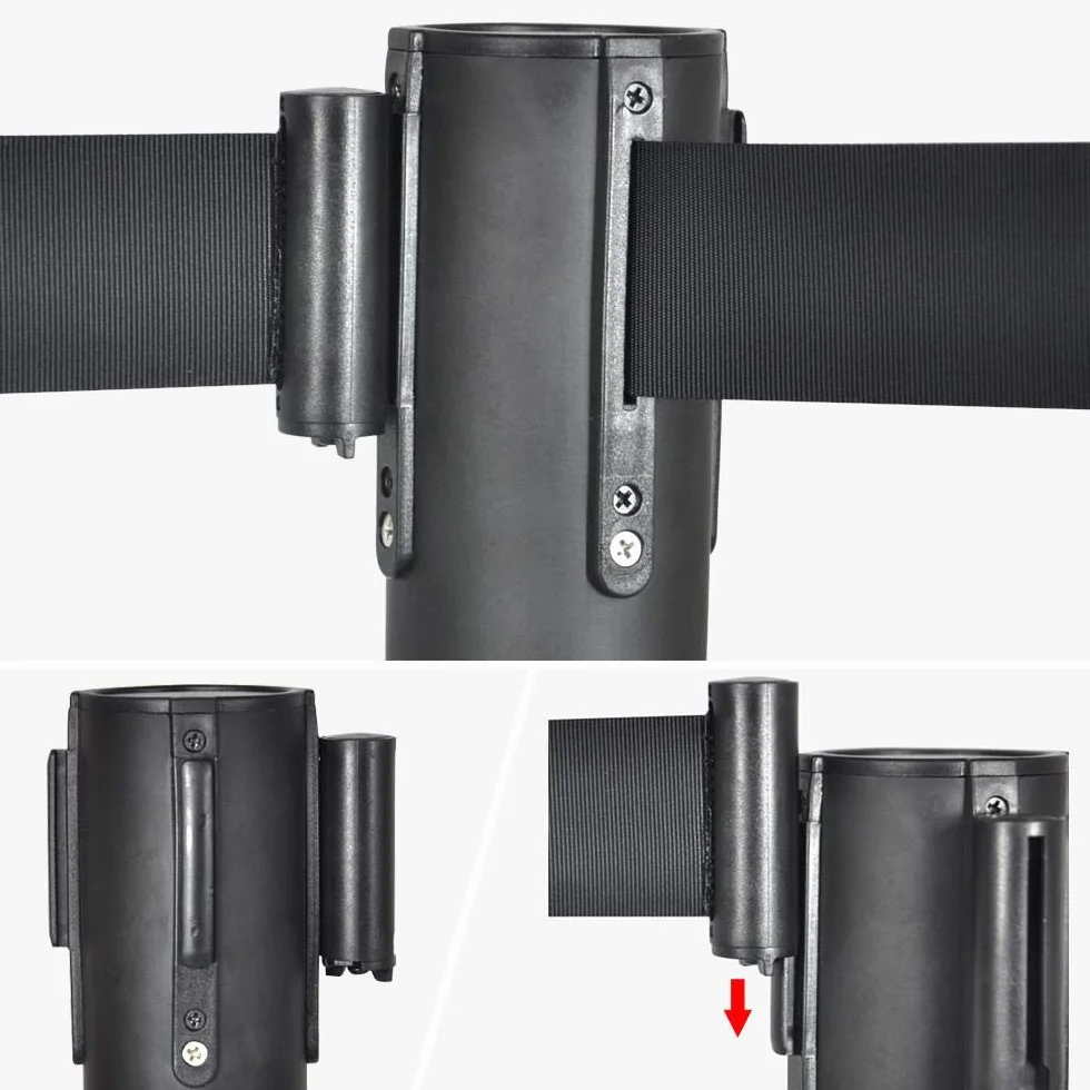 Yaheetech Transenne Eliminacode Separacode 8 Paletti Delimitazione con Nastro Retrattile 2 Metri Altezza 92 cm Colonnie Segnapercorso Neri