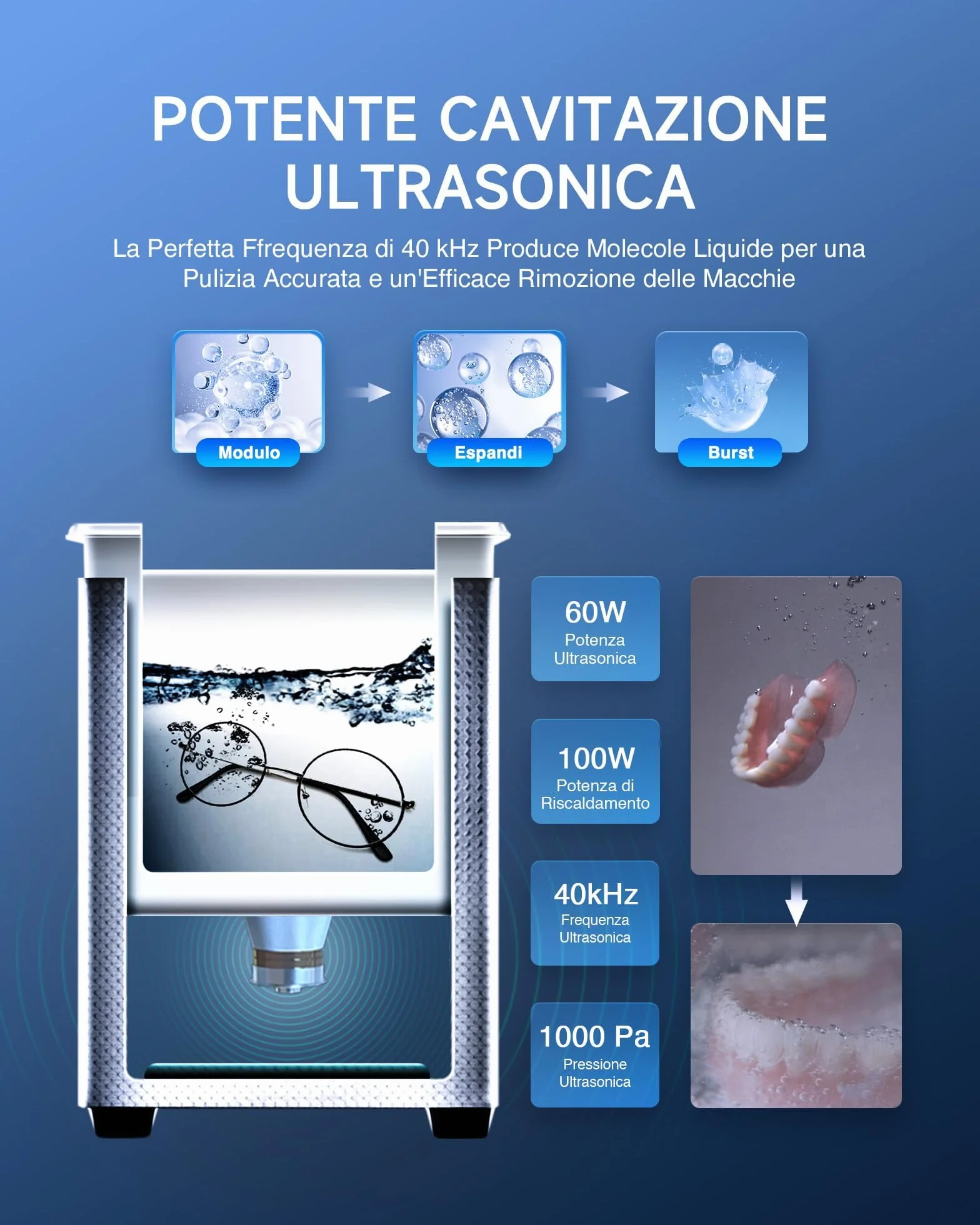 CREWORKS Pulitore a Ultrasuoni 2L Professionale, Lavatrice Ultrasuoni 60W con Riscaldatore 100W e Timer Digitale, Vasca Ultrasuoni in Acciaio Inox SUS304 per Gioielli, Occhiali, Protesi, Monete