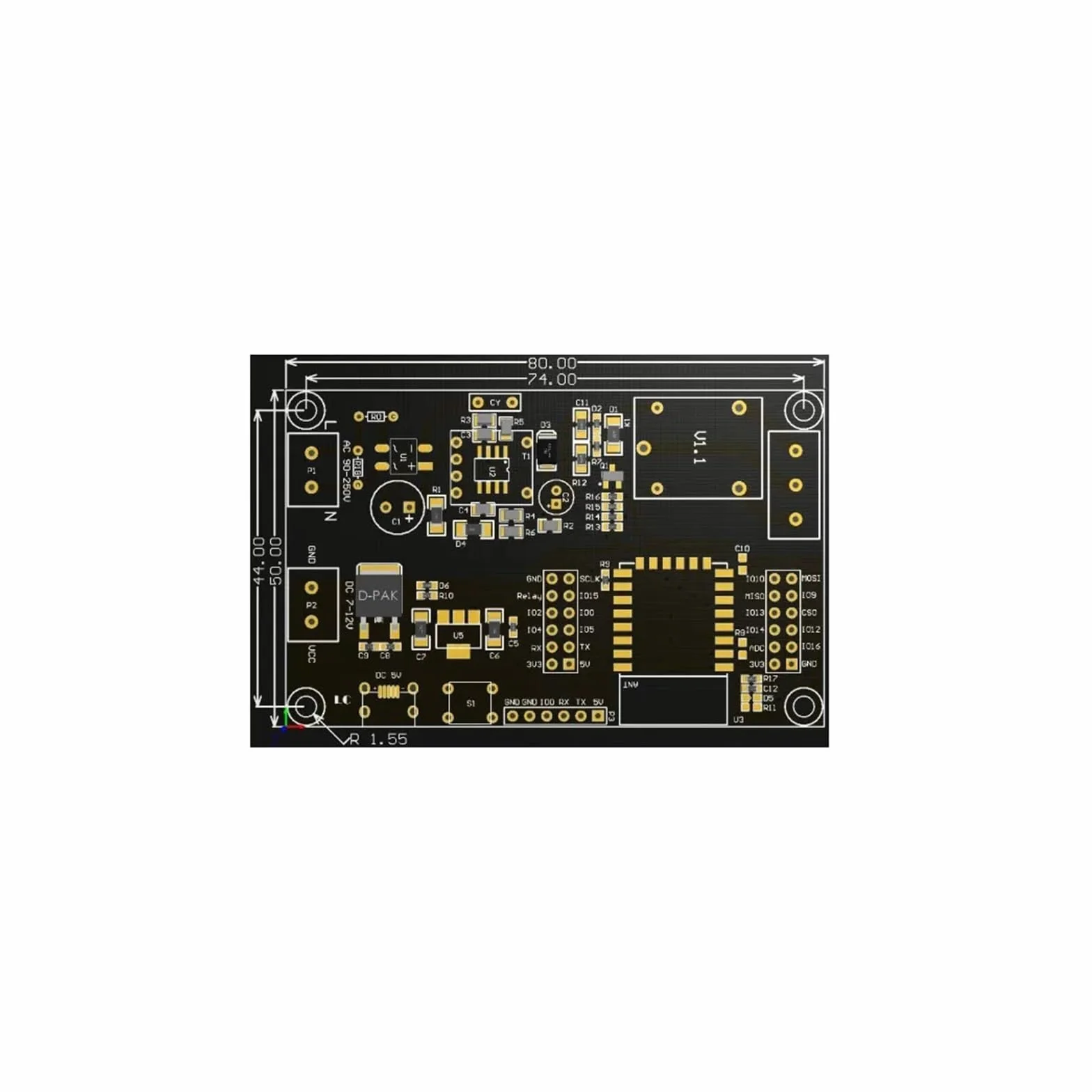 Modulo relè PLC Modulo relè ESP8266 WF ESP-12F Scheda di sviluppo alimentazione AC90-250V/DC7-12V/USB5V