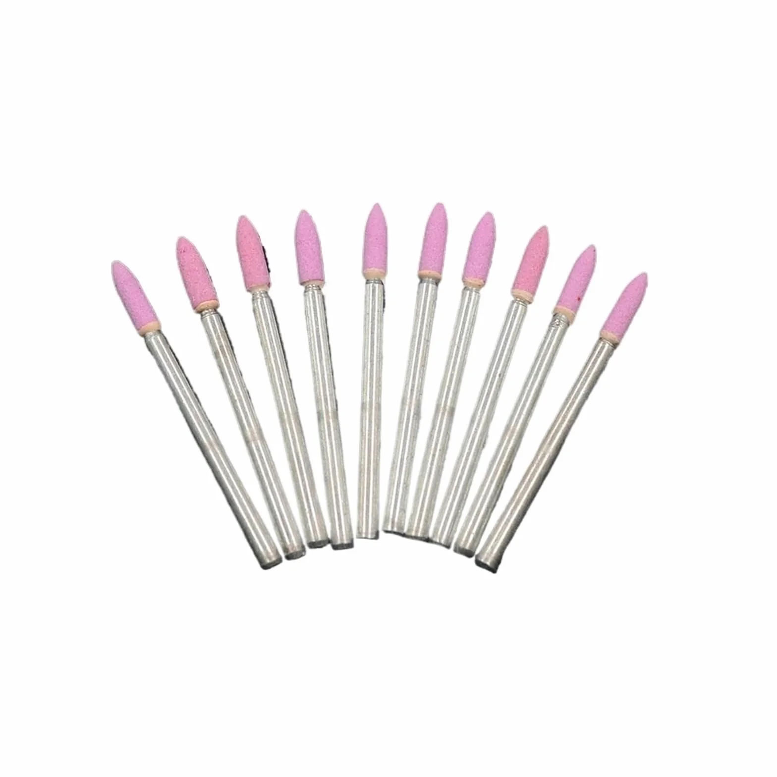 10 pezzi di mole abrasive in ceramica montate su albero da 3 mm for lucidatura di utensili rotanti elettrici a forma di proiettile, rosa