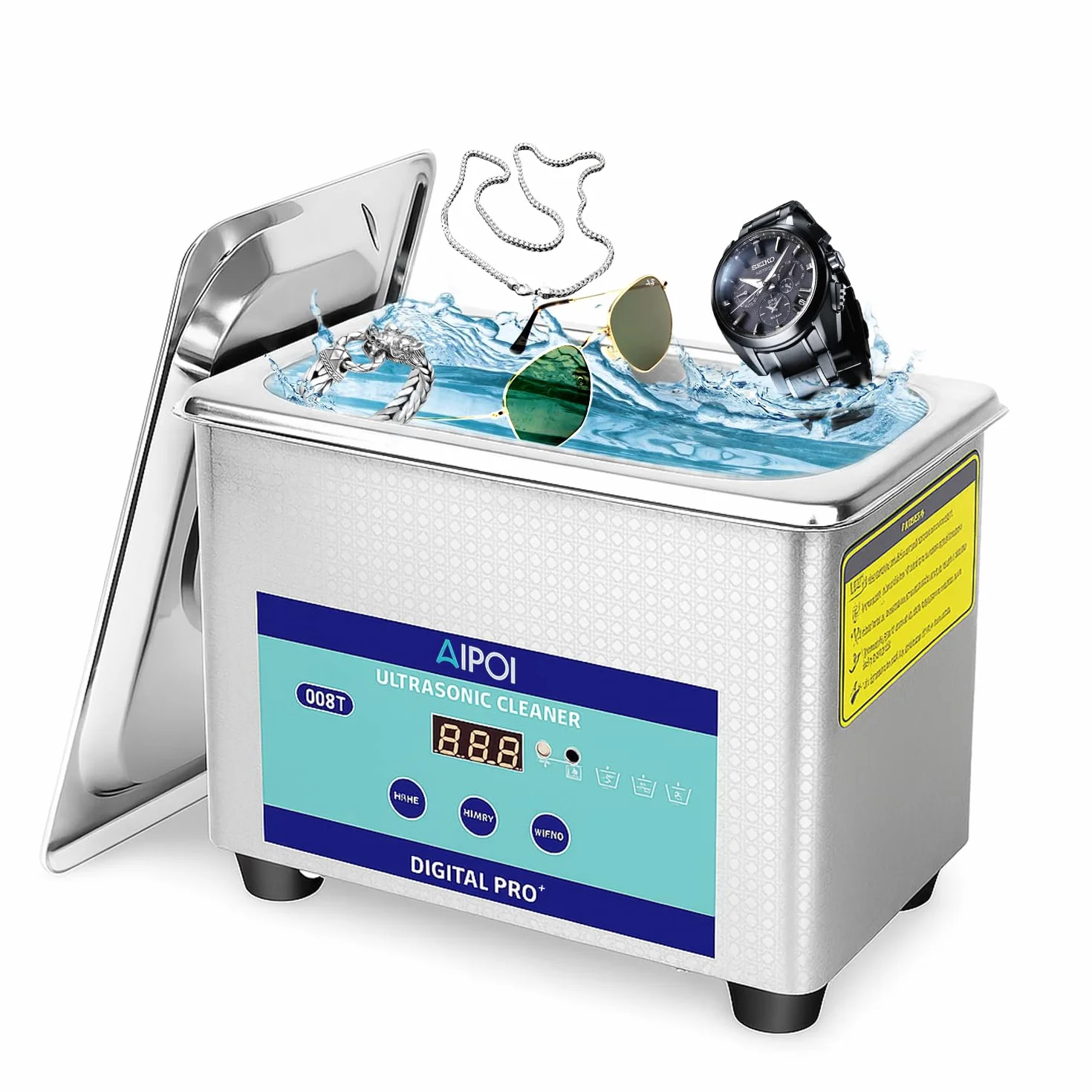 Pulitore Ultrasuoni 0.8L Professionale Pulitore Ad Ultrasuoni con Timer da 30 Minuti, 40 KHz Bagno ad Ultrasuoni per gioielli, argento, occhiali, catena orologio, dentiera, parti, parti