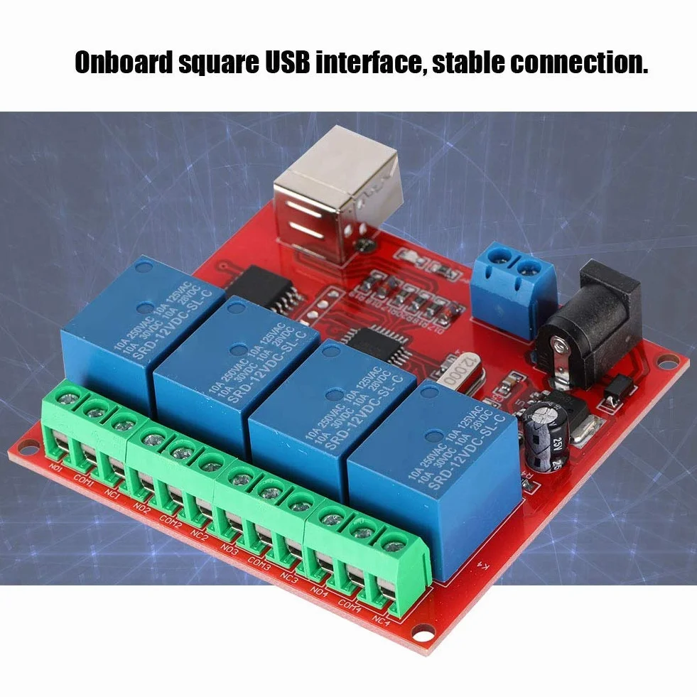 Modulo Relè USB a 4 Canali 12V per Computer - Controller Interruttore PC Scheda di Espansione