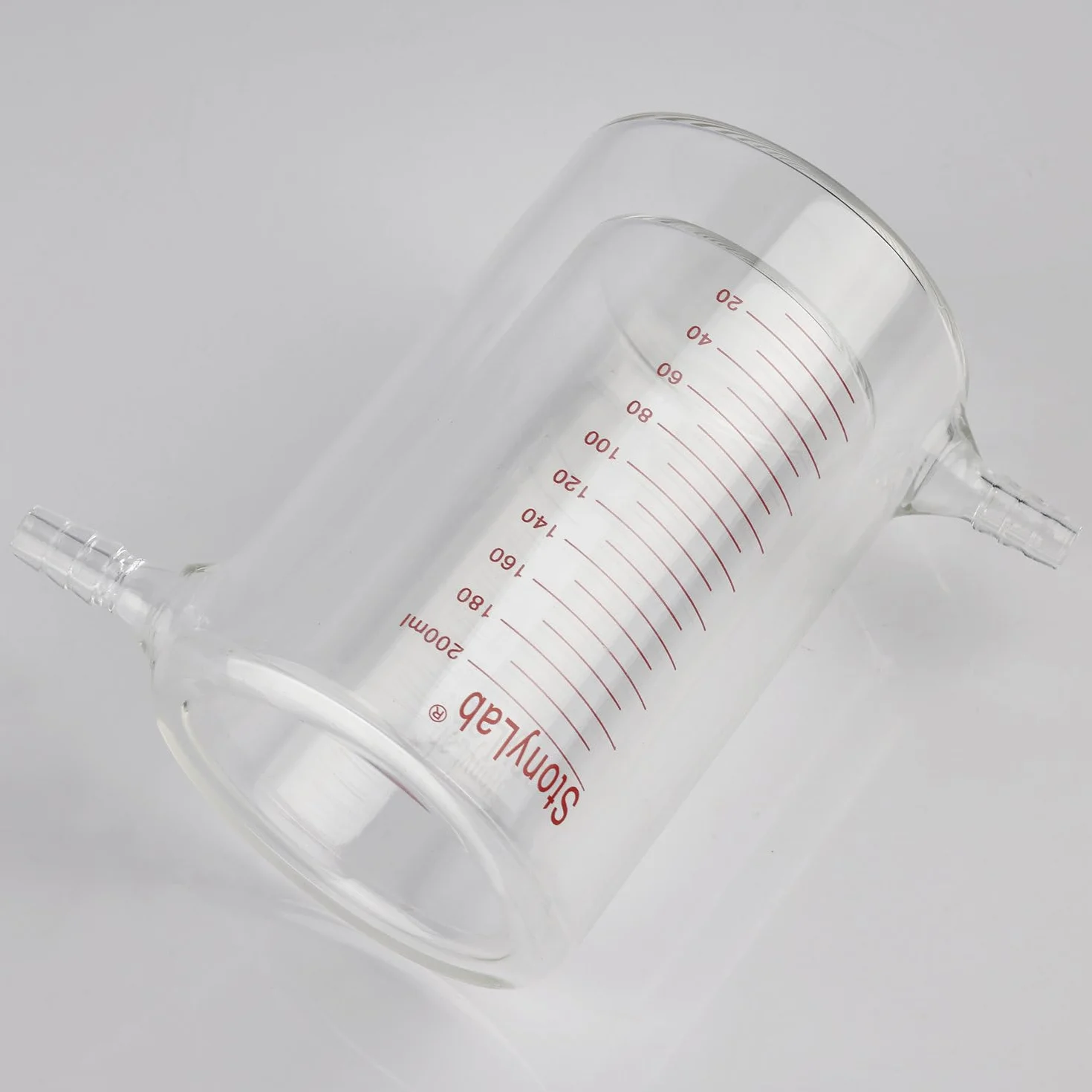 stonylab Becher a Doppia Parete in Vetro, 200 ml, Borosilicato Graduato, Fondo Piatto, Doppio Strato per Reazioni da Laboratorio