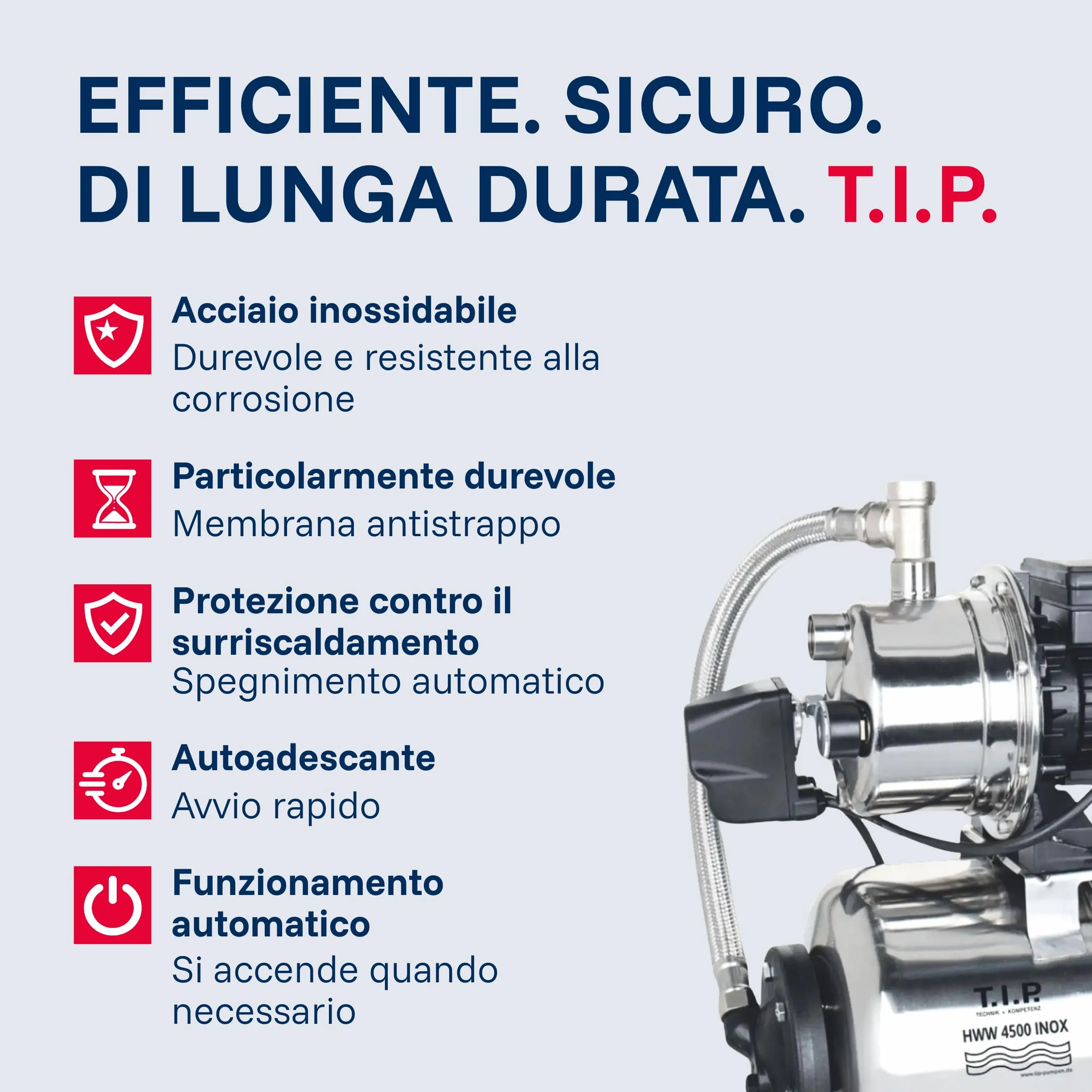 T.I.P. 31140 HWW 4500 Inox Sistema idrico Domestico Argento, (L x P x A) 480 x 280 x 560 mm